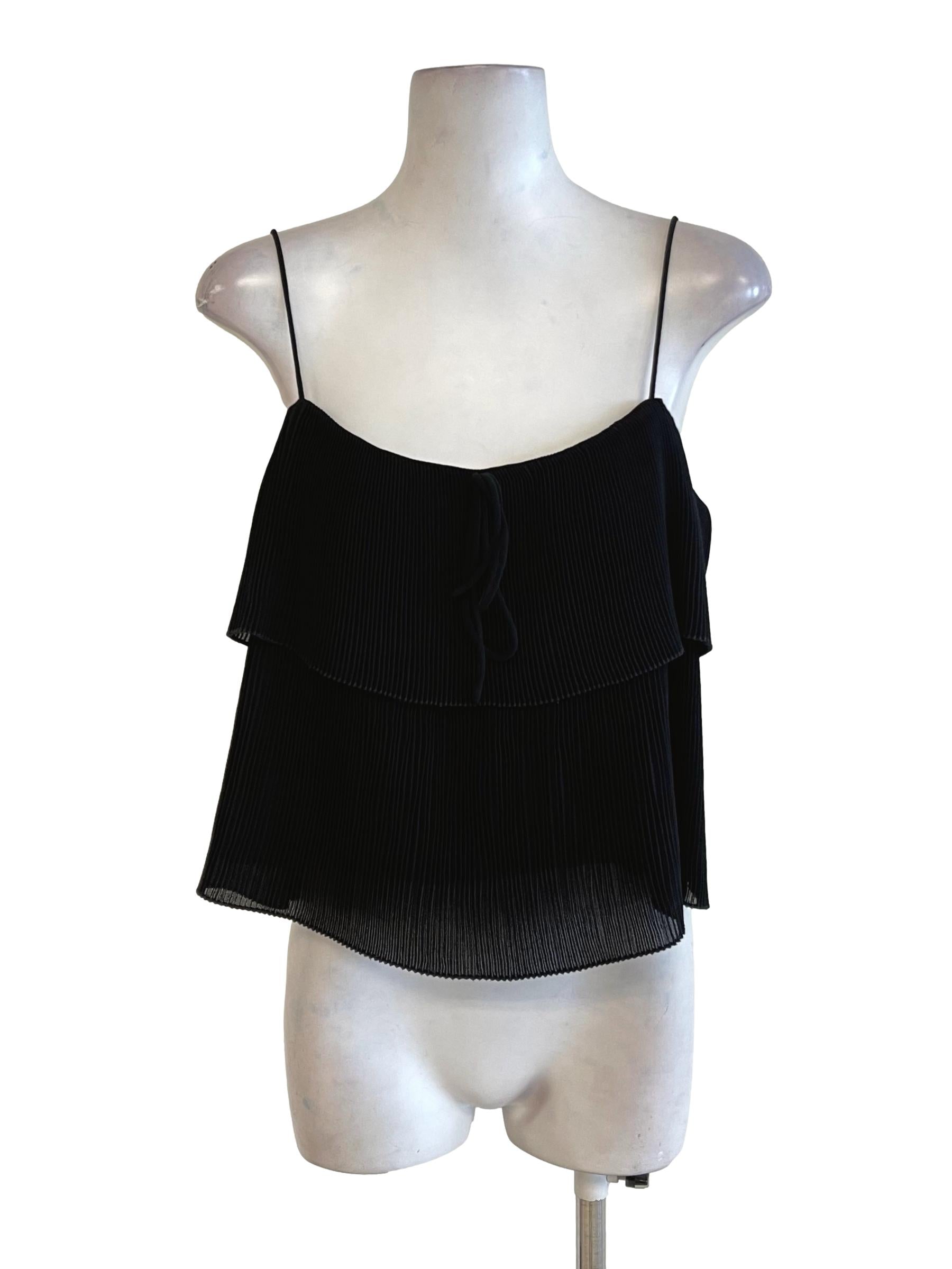 Black Spaghetti Strap Layered Blouse LB