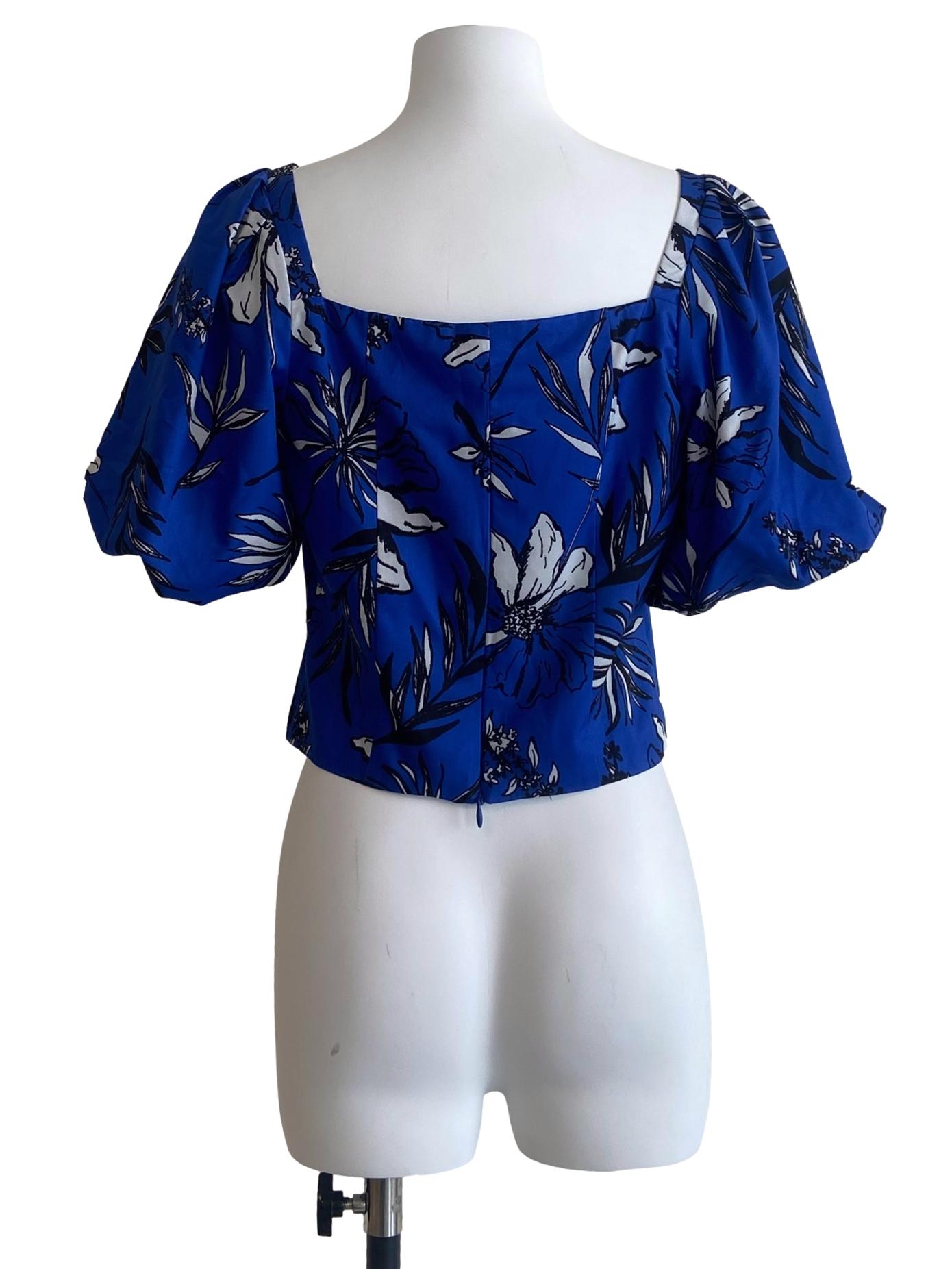 Cobalt Blue Floral Crop Top