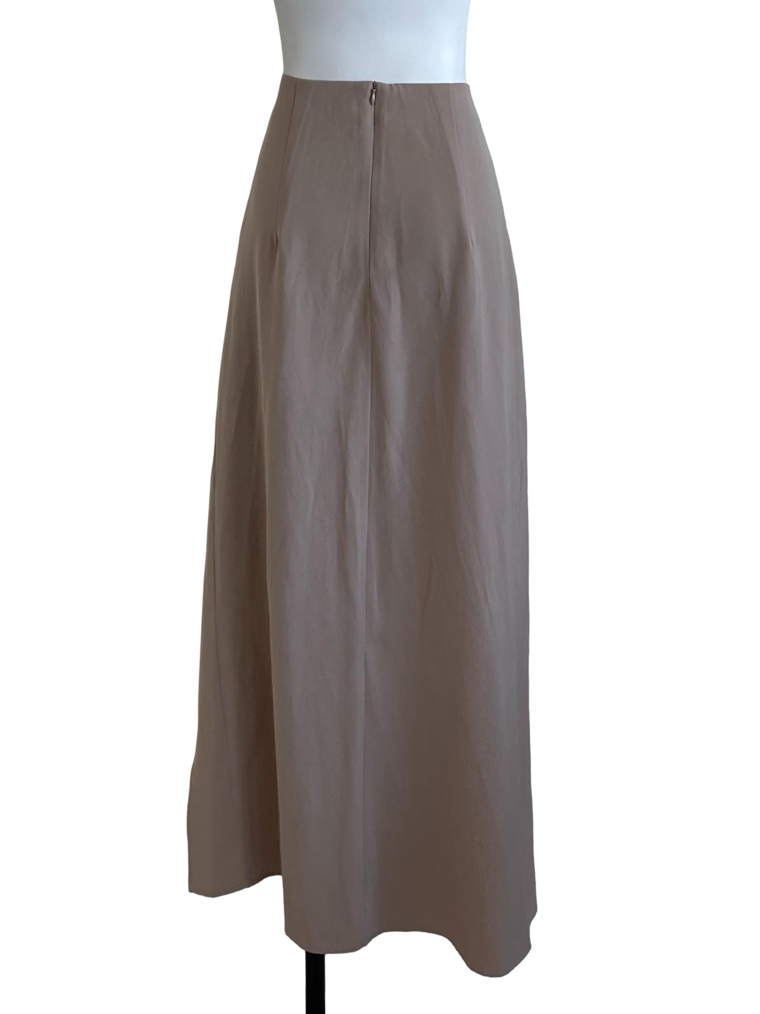Hazelnut Beige Side Ruched Slit Skirt