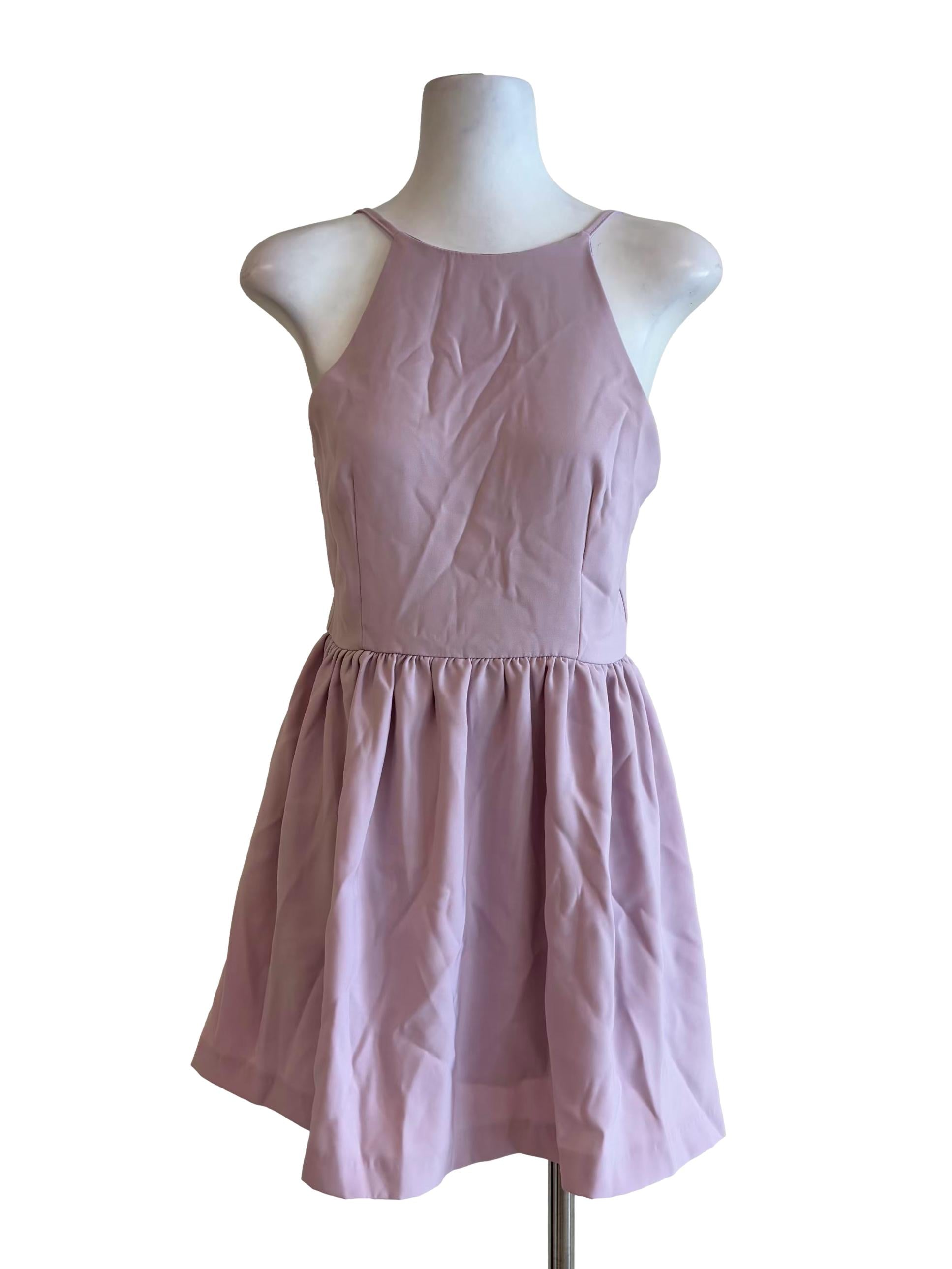 Lilac Halter Mini A-Line Dress