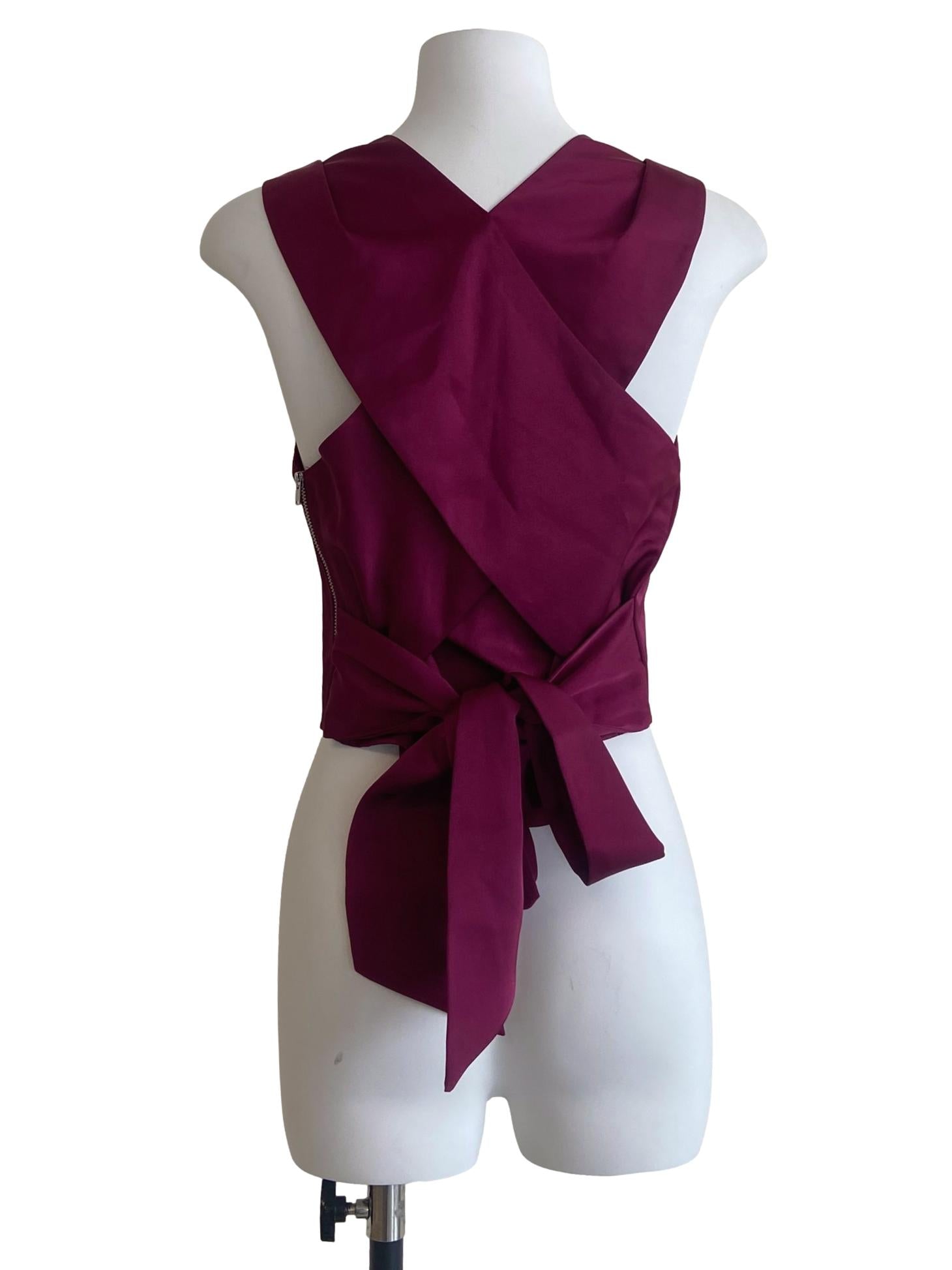 Wine Purple Wrap Back Sleeveless Crop Top