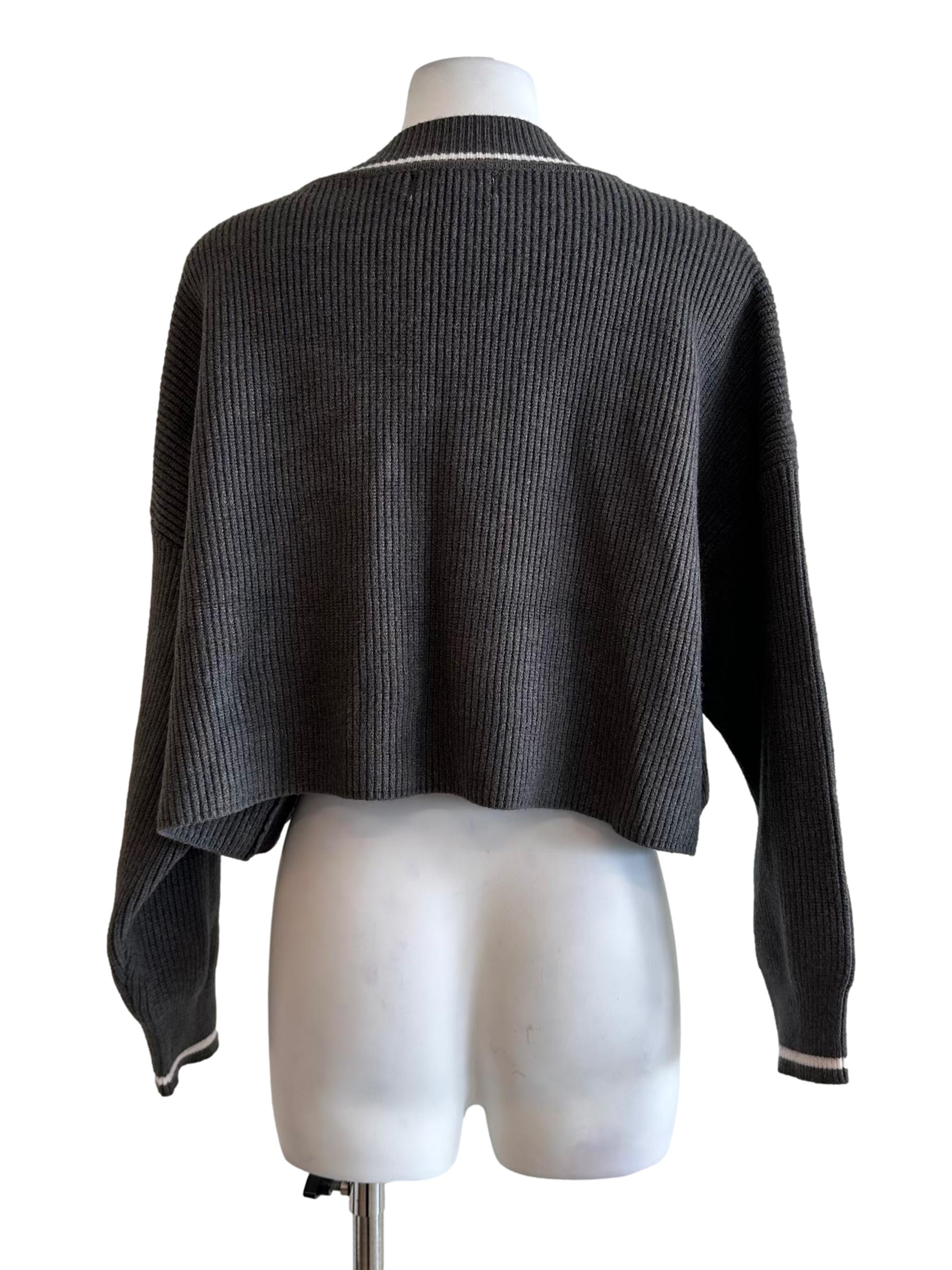 Shadow Grey Knit Button Cardigan