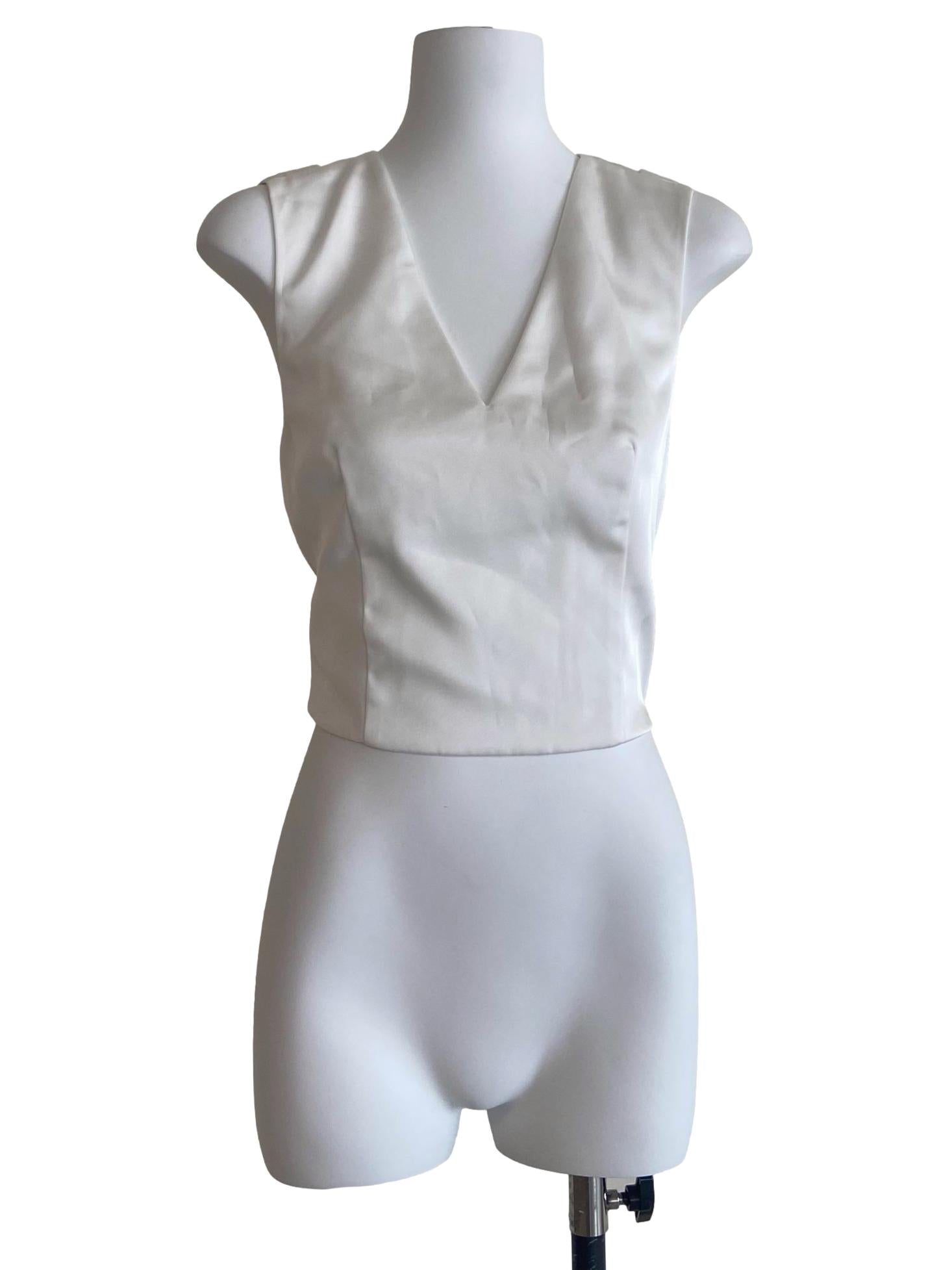 White Wrap Back Sleeveless Crop Top