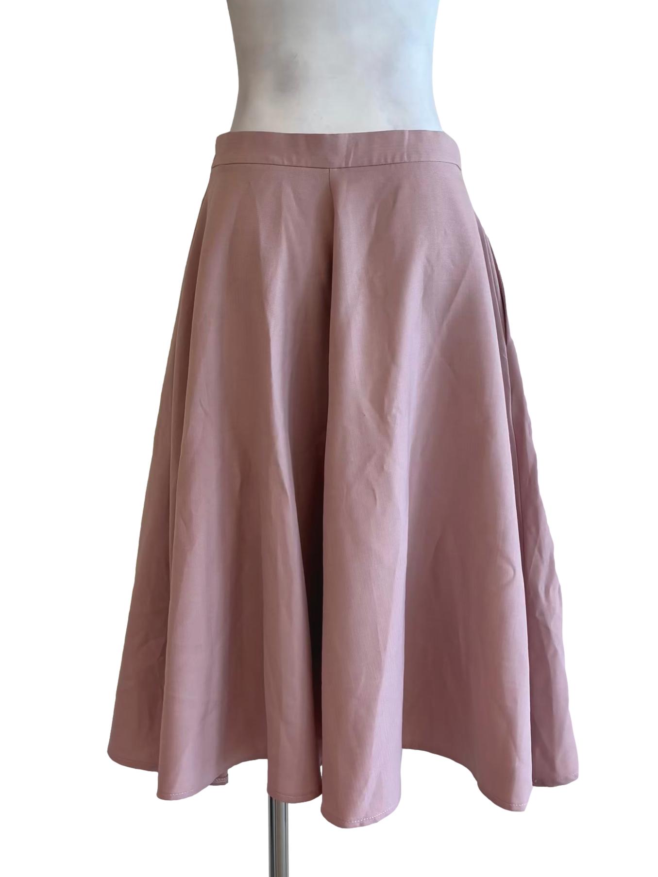 Melon Pink Flare Midi Skirt
