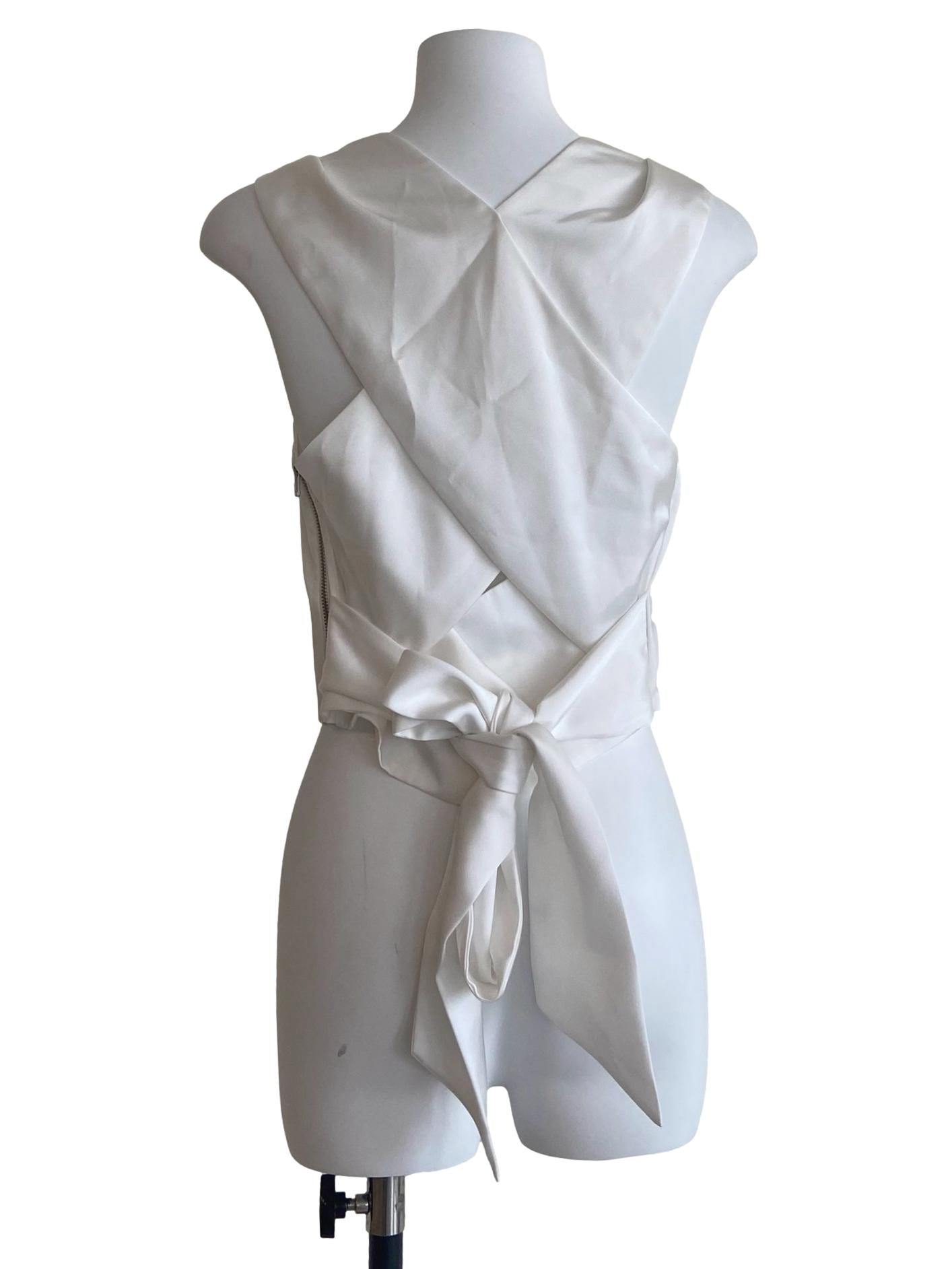 White Wrap Back Sleeveless Crop Top