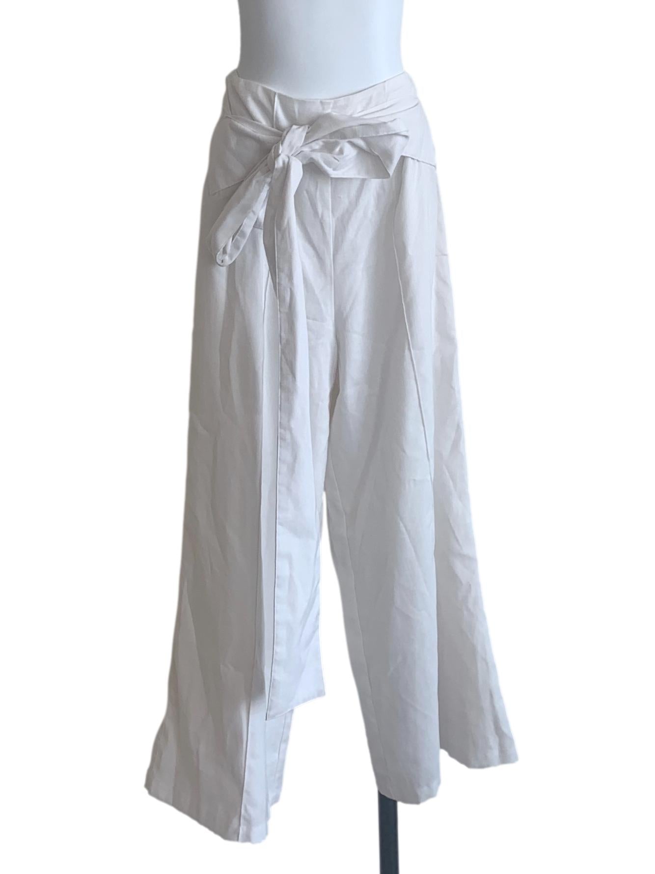 Chiffon White Wide Leg Pants