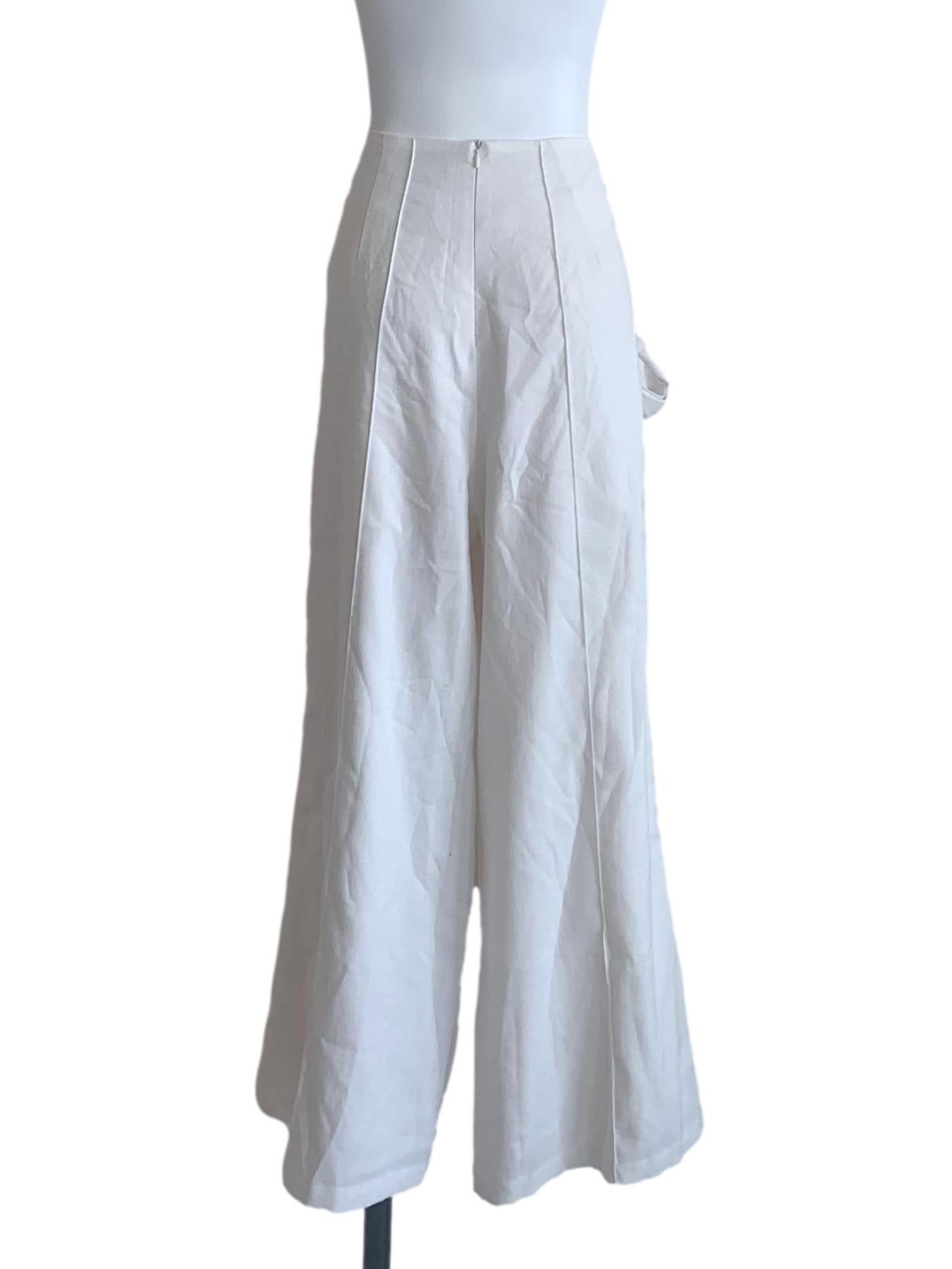 Chiffon White Wide Leg Pants