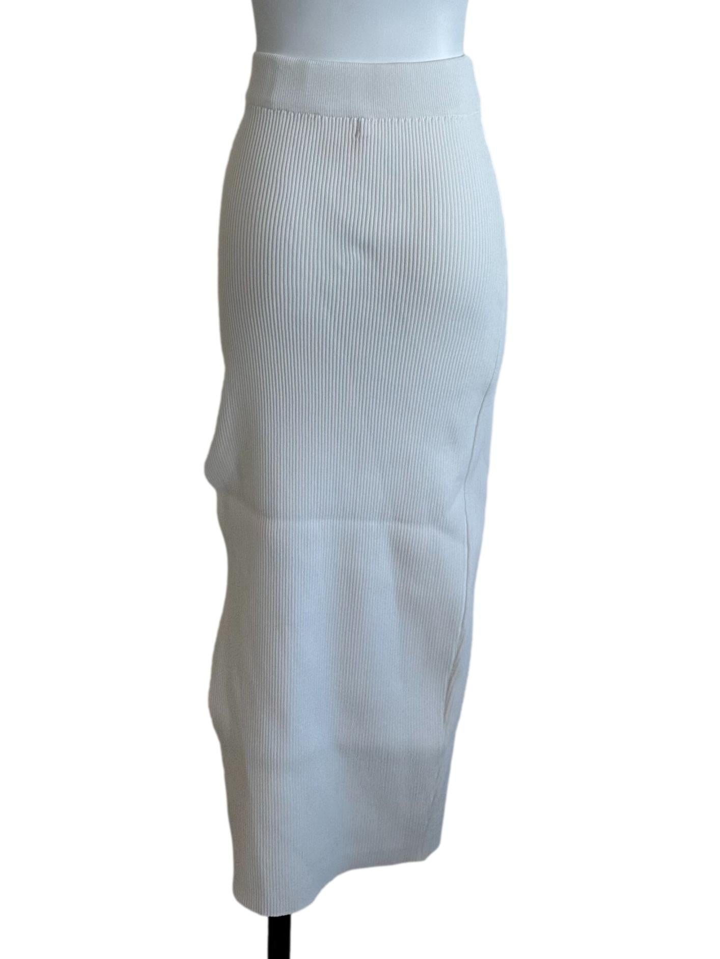 Snow White Knit Pencil Slit Skirt