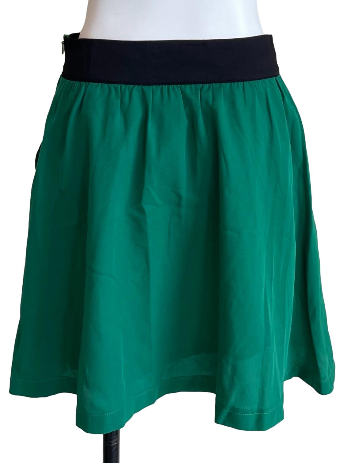 Green Buttons A-Line Skirt