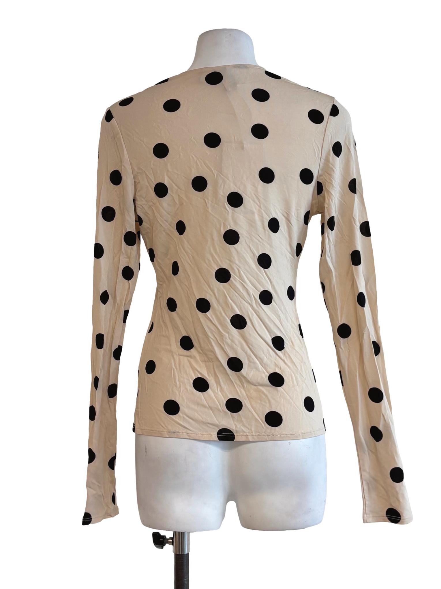 Nude Black Polka Dot Bodycon Top