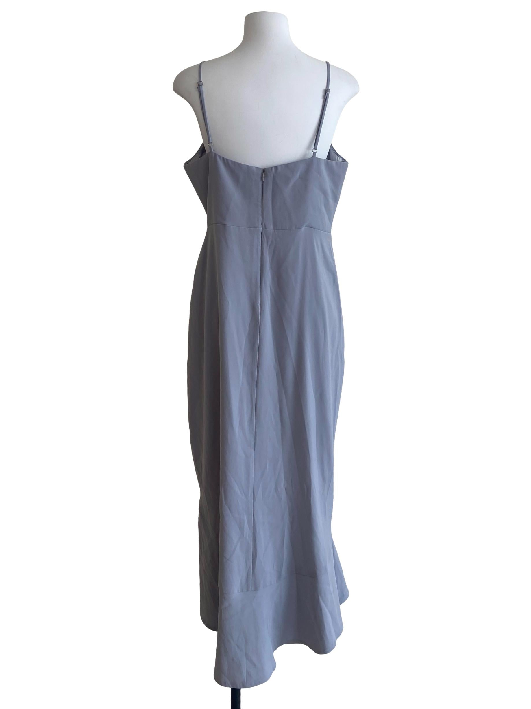 Coin Grey Asymmetric Slit Empire Dress
