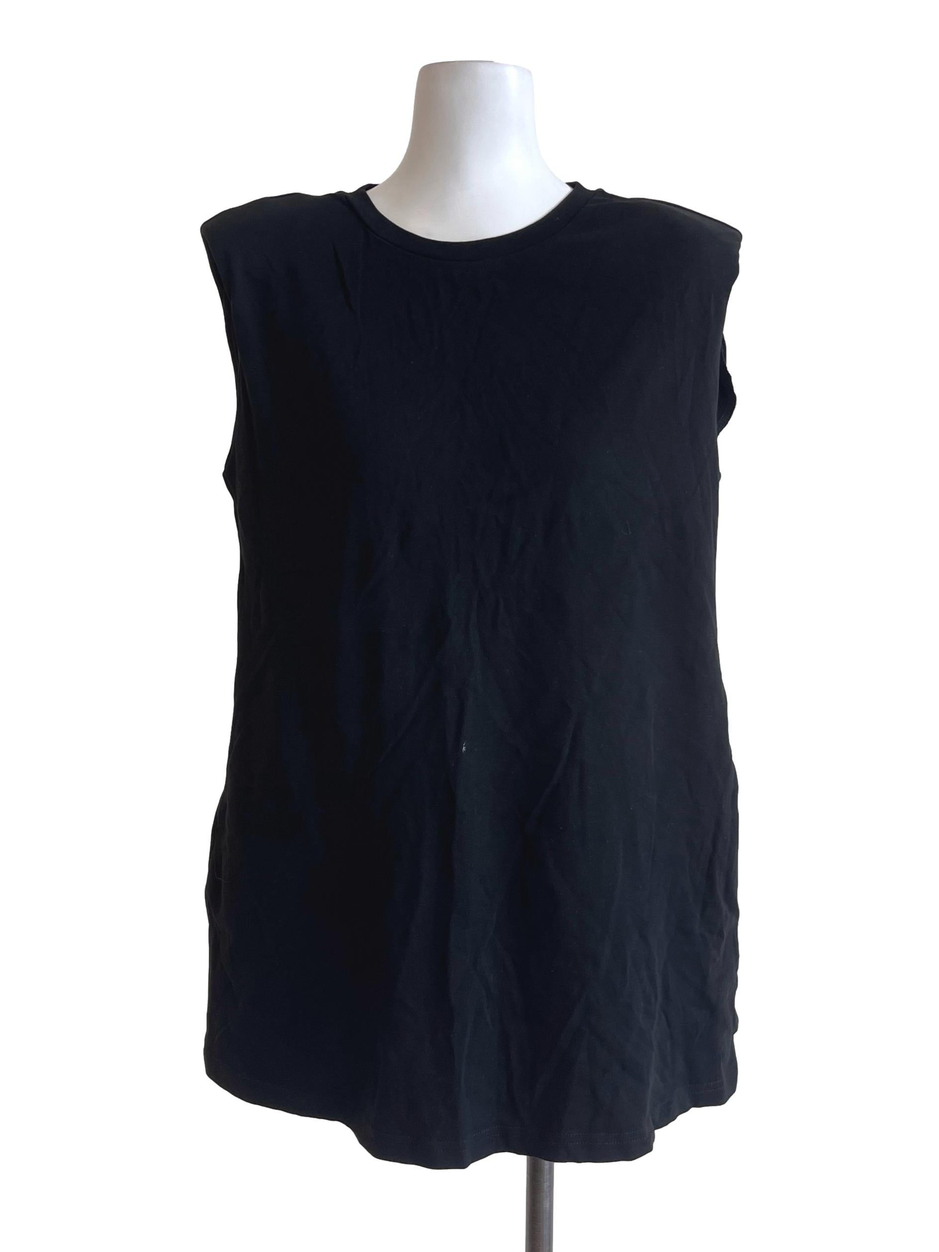 Black Classic Padded Shoulder Top