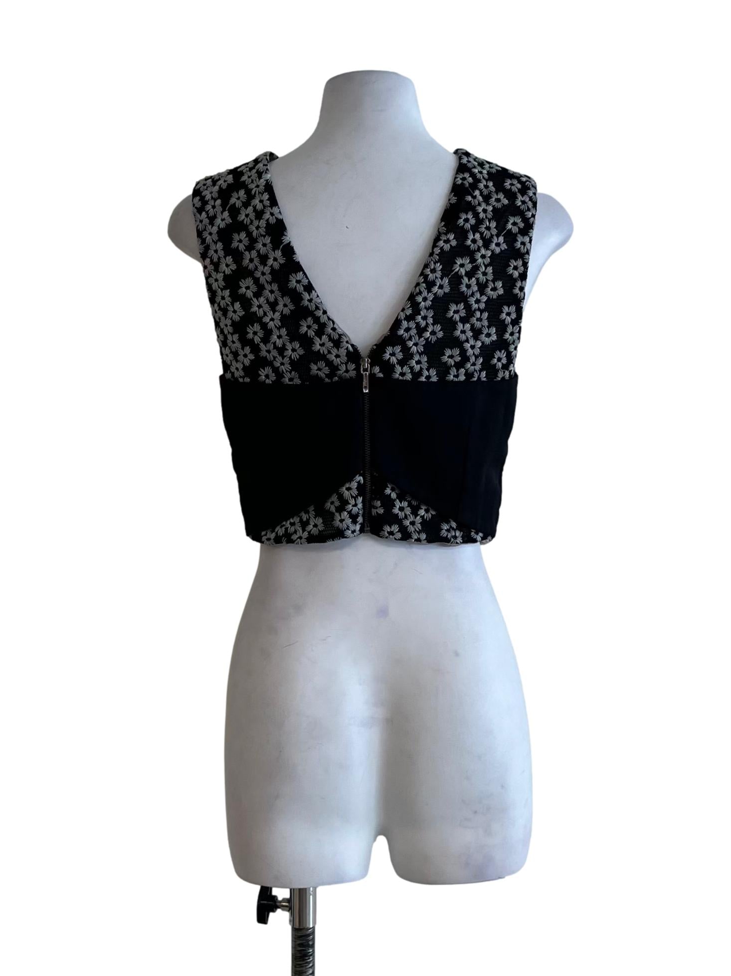 Black Floral Sleeveless Top