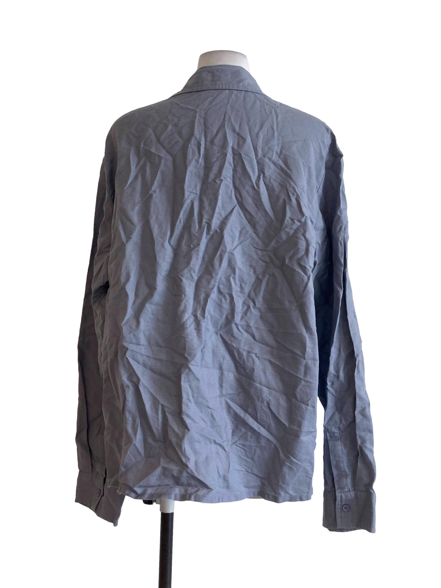 Coin Grey Twill Button Down Wing Collar Blouse