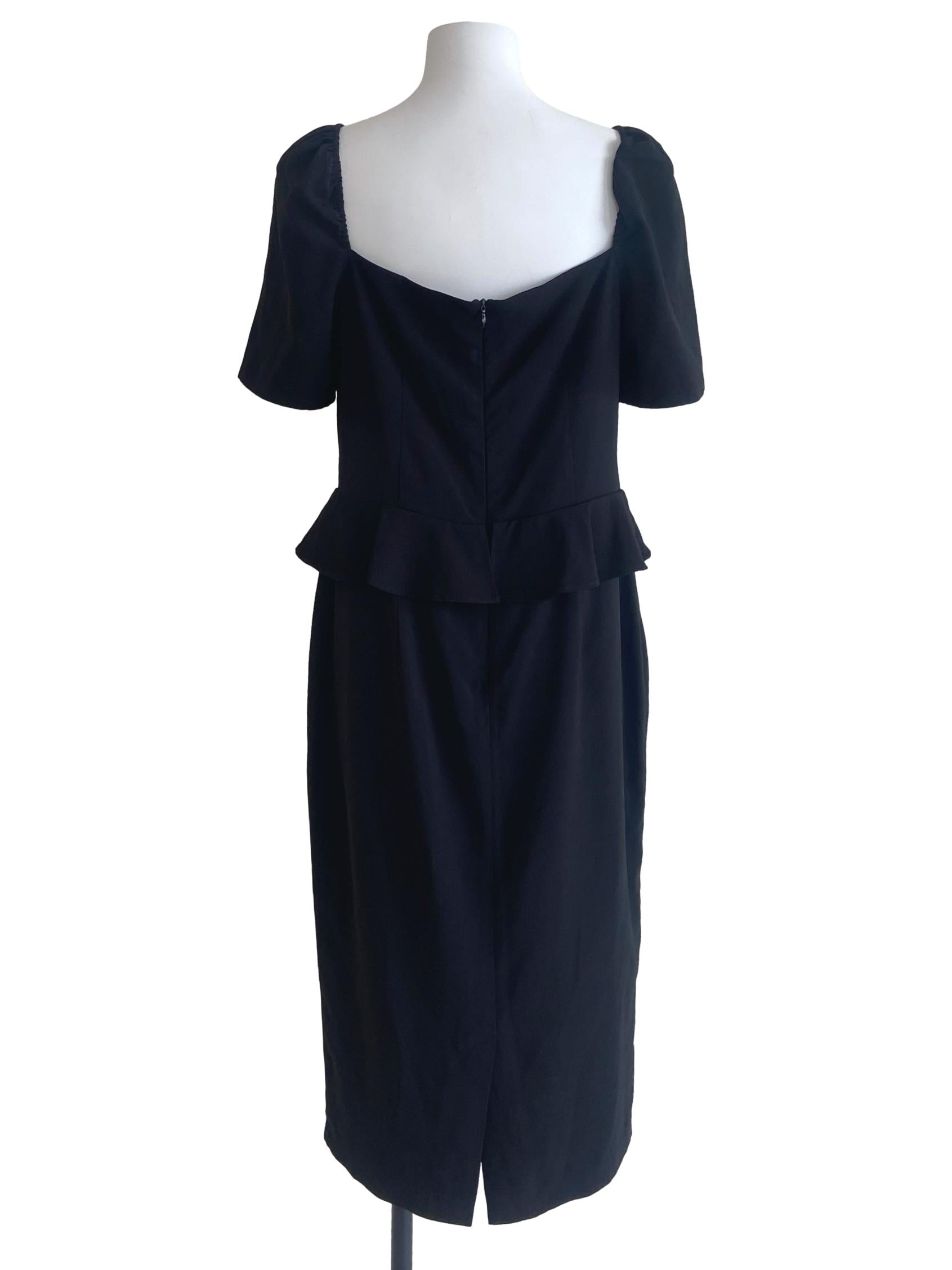 Black Peplum Slit Shift Dress