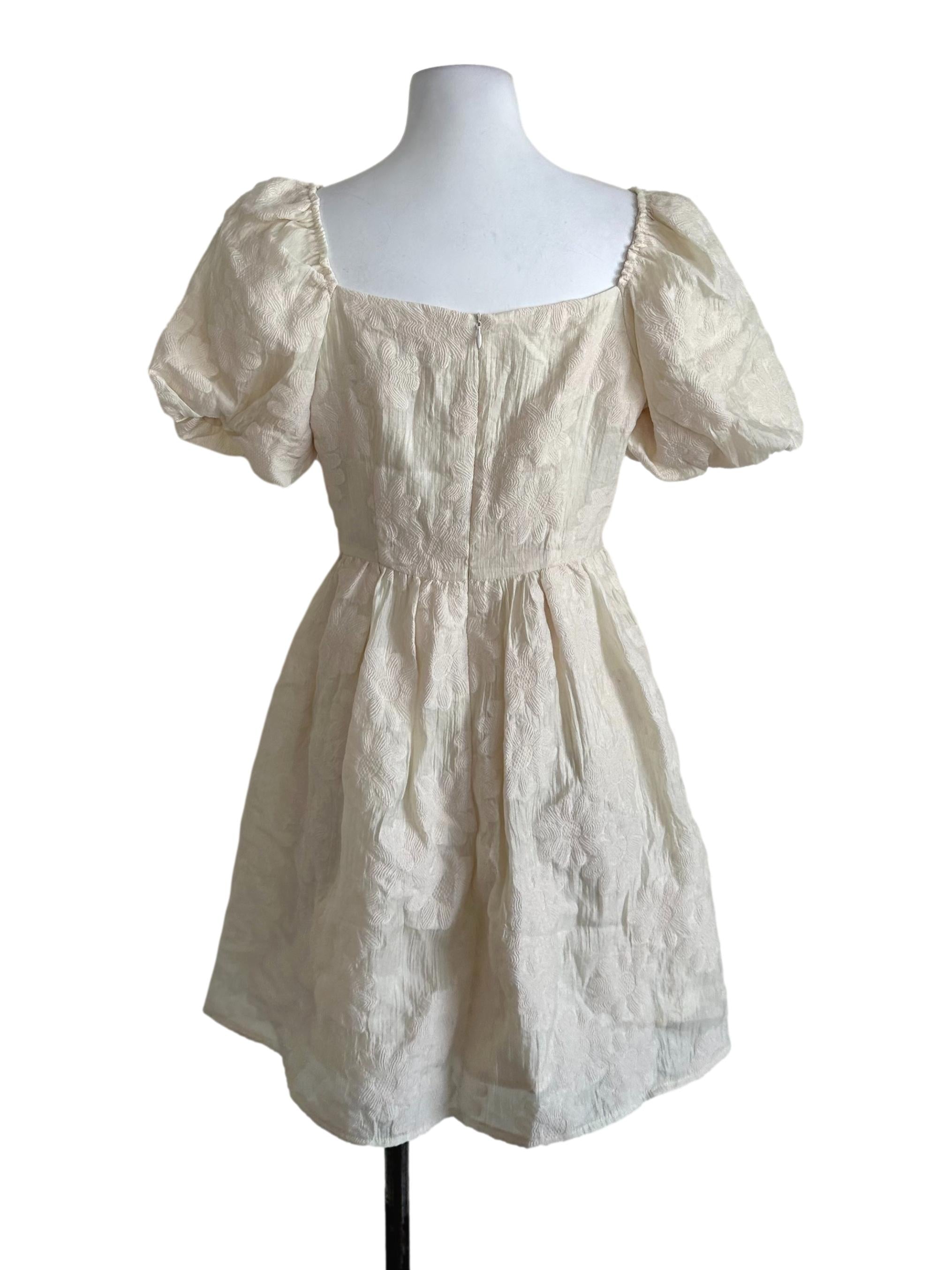 Off White Floral Textured Dress