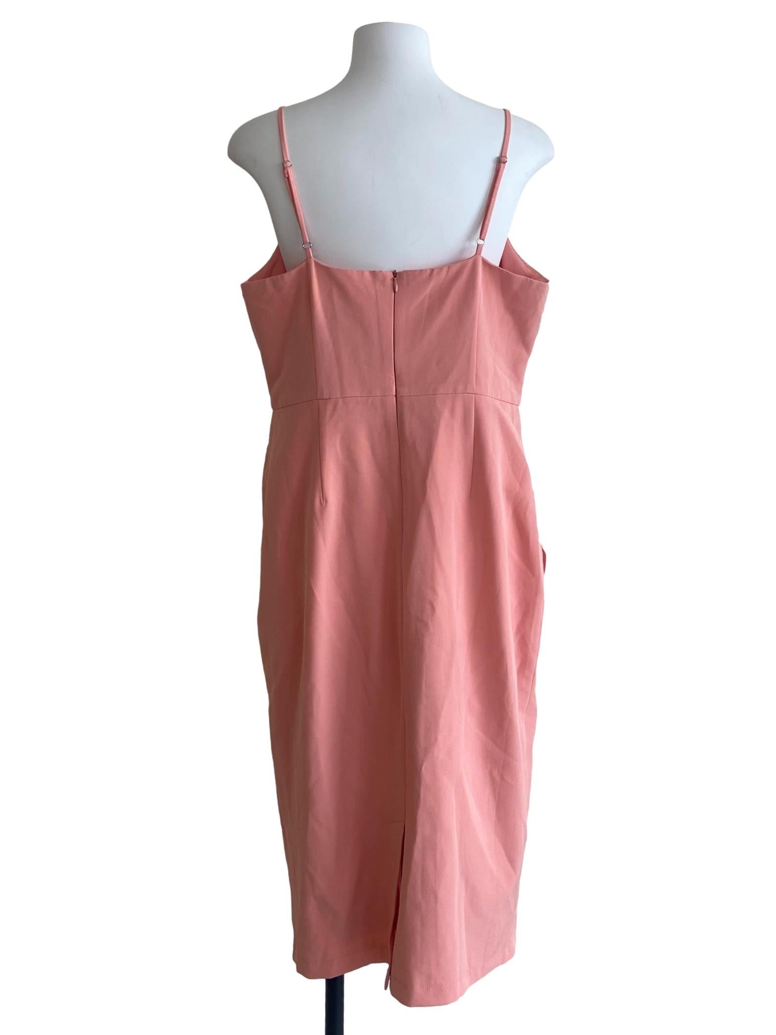 Coral  Pink Sleeveless Asymmetric A-Line Dress