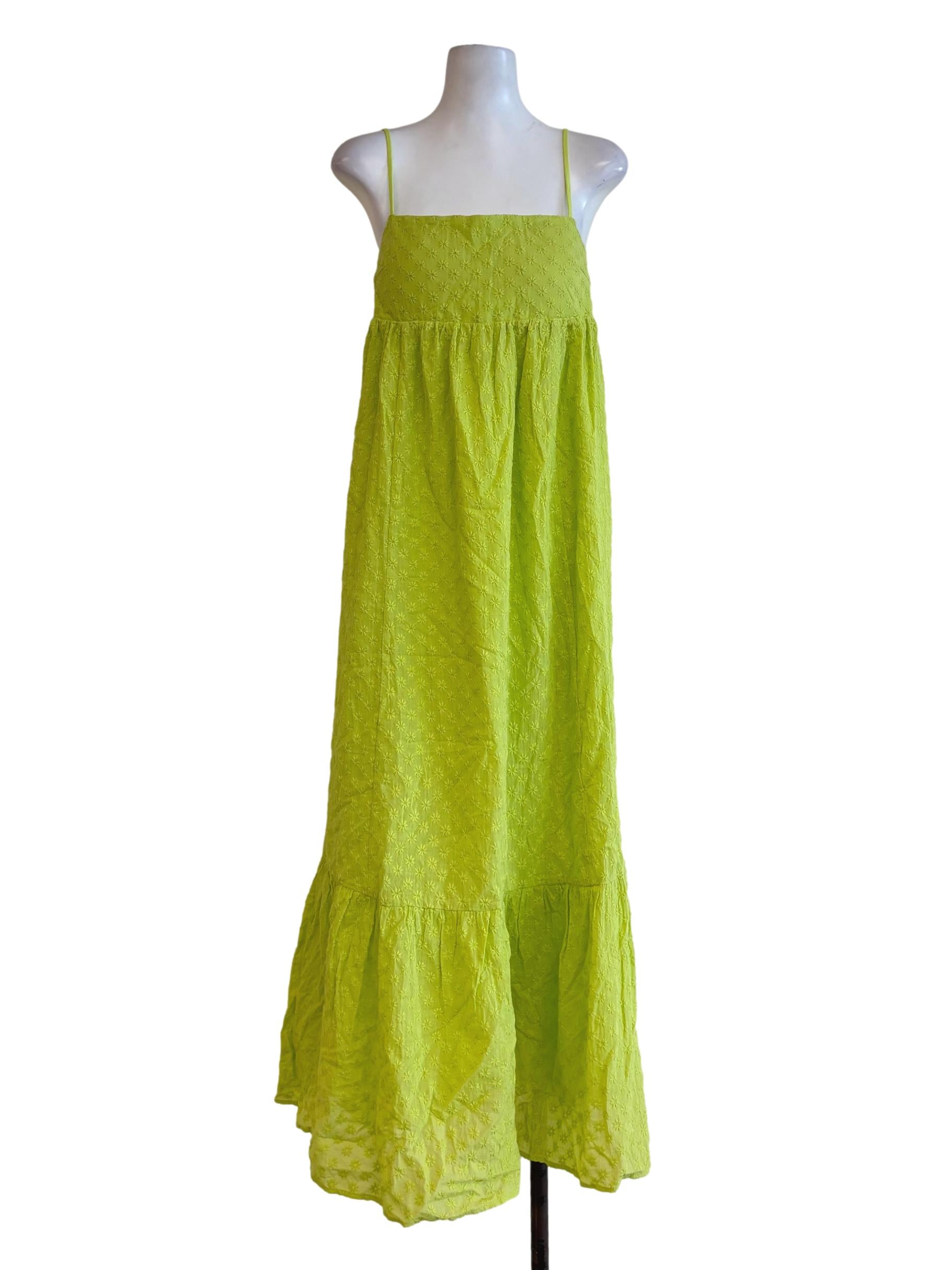 Chartreuse Green Cotton Camisole Dress LB