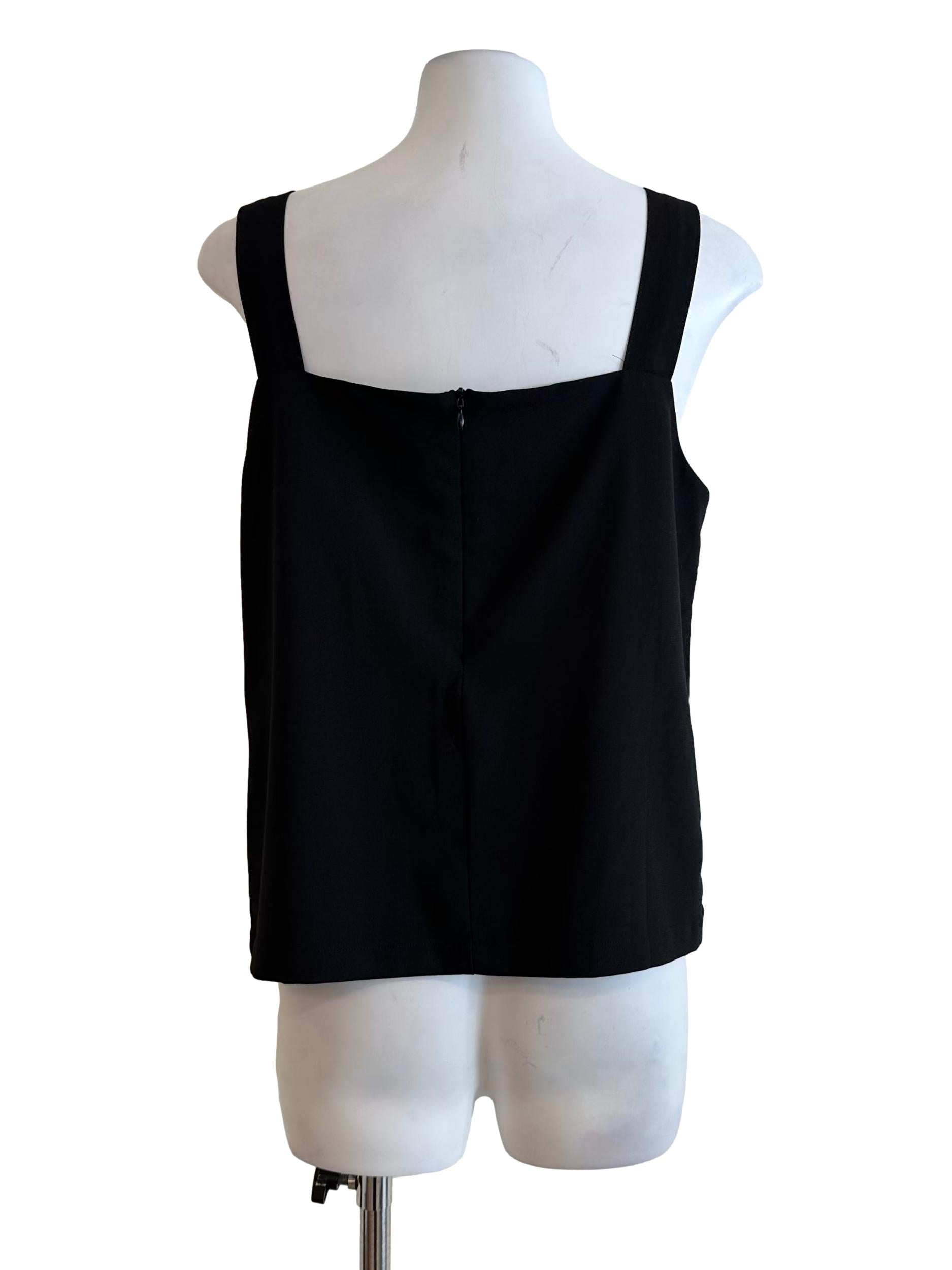 Oil Black Square Neck Sleeveless Top TTR