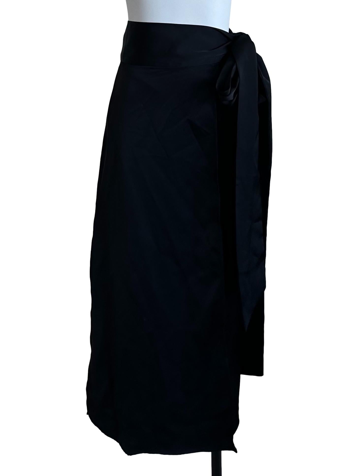 Raven Black Satin Wrap Skirt