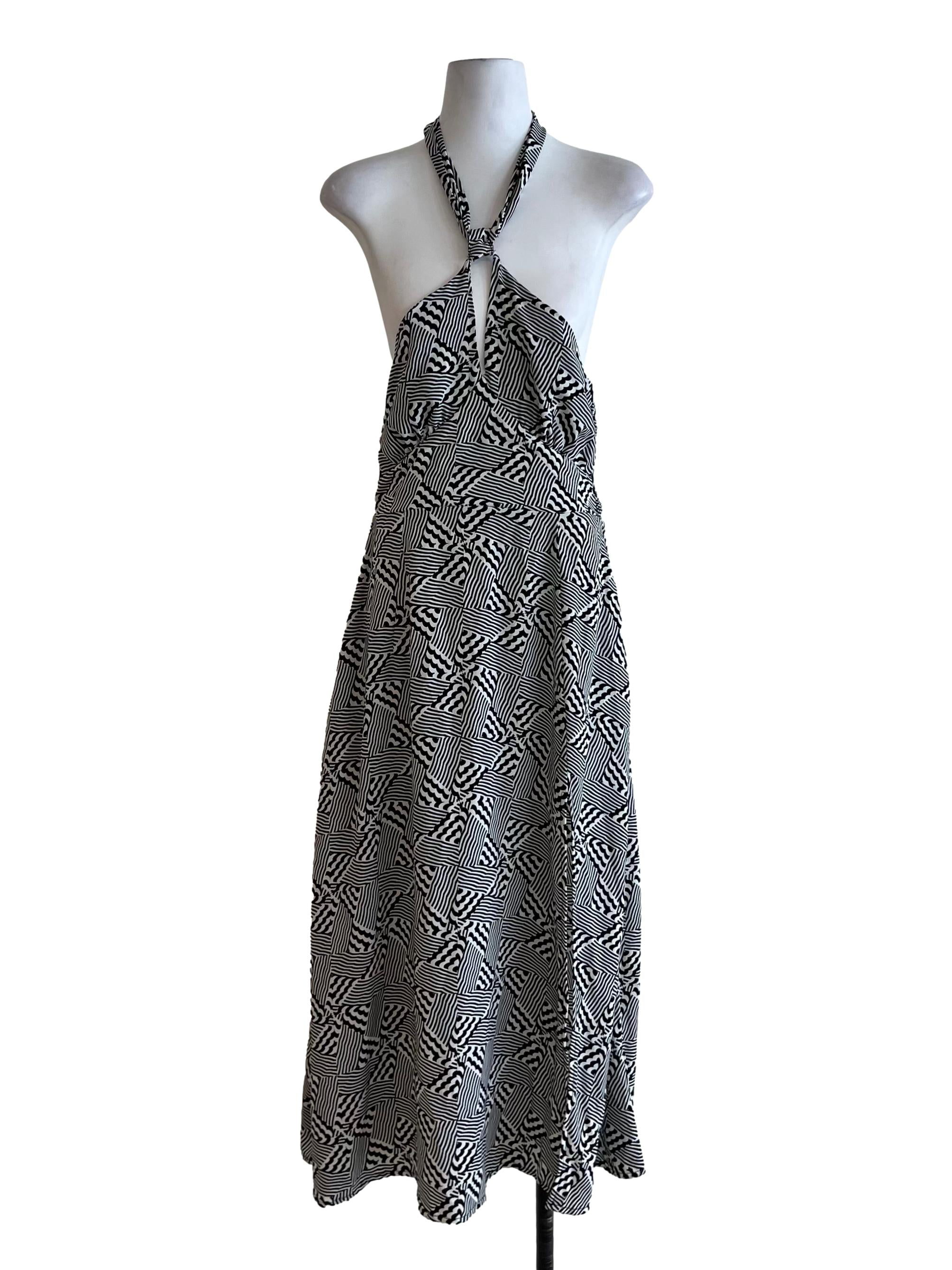 White Abstract A-Line Dress