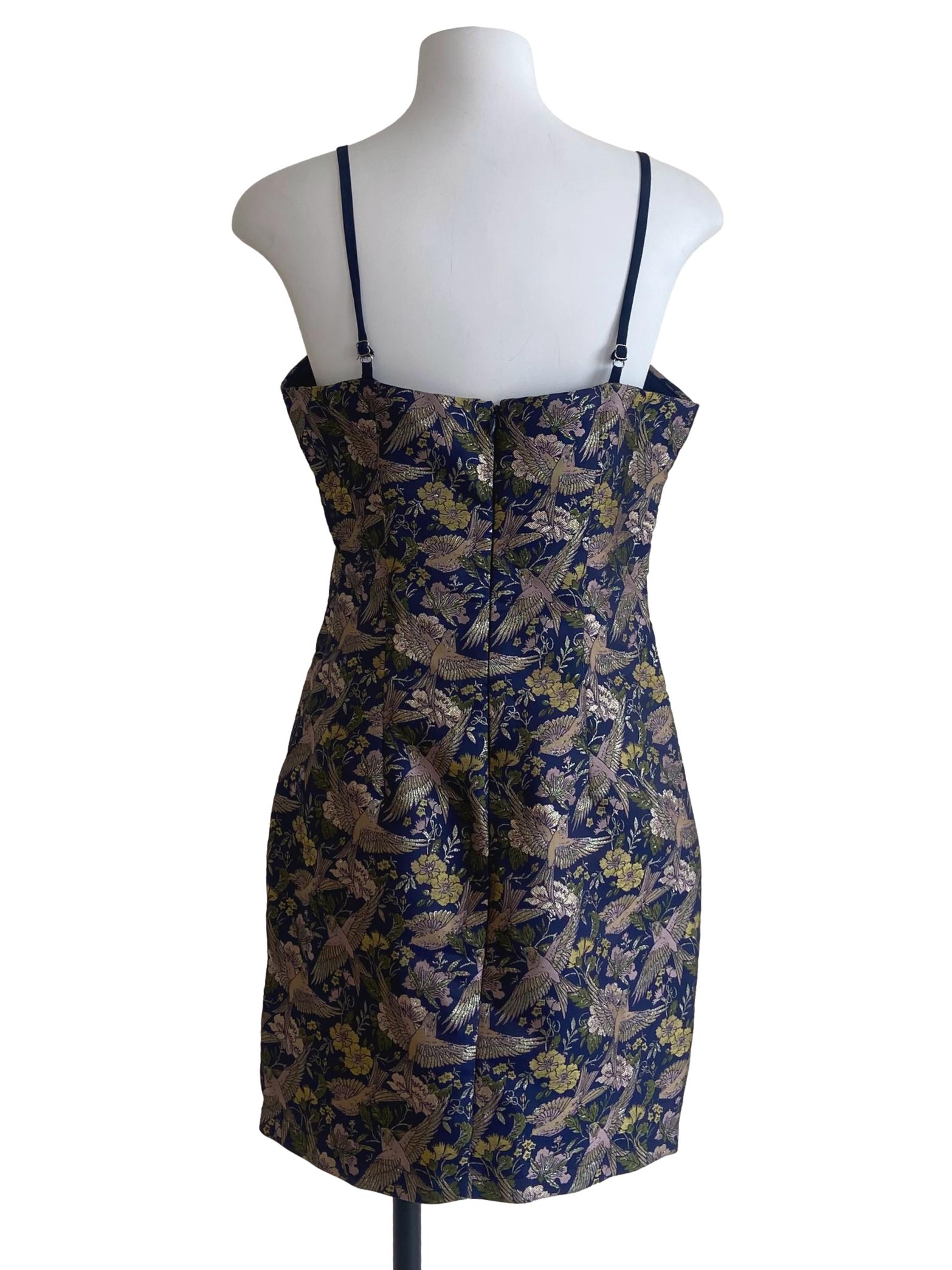 Navy Blue Floral Sleeveless Slip Dress