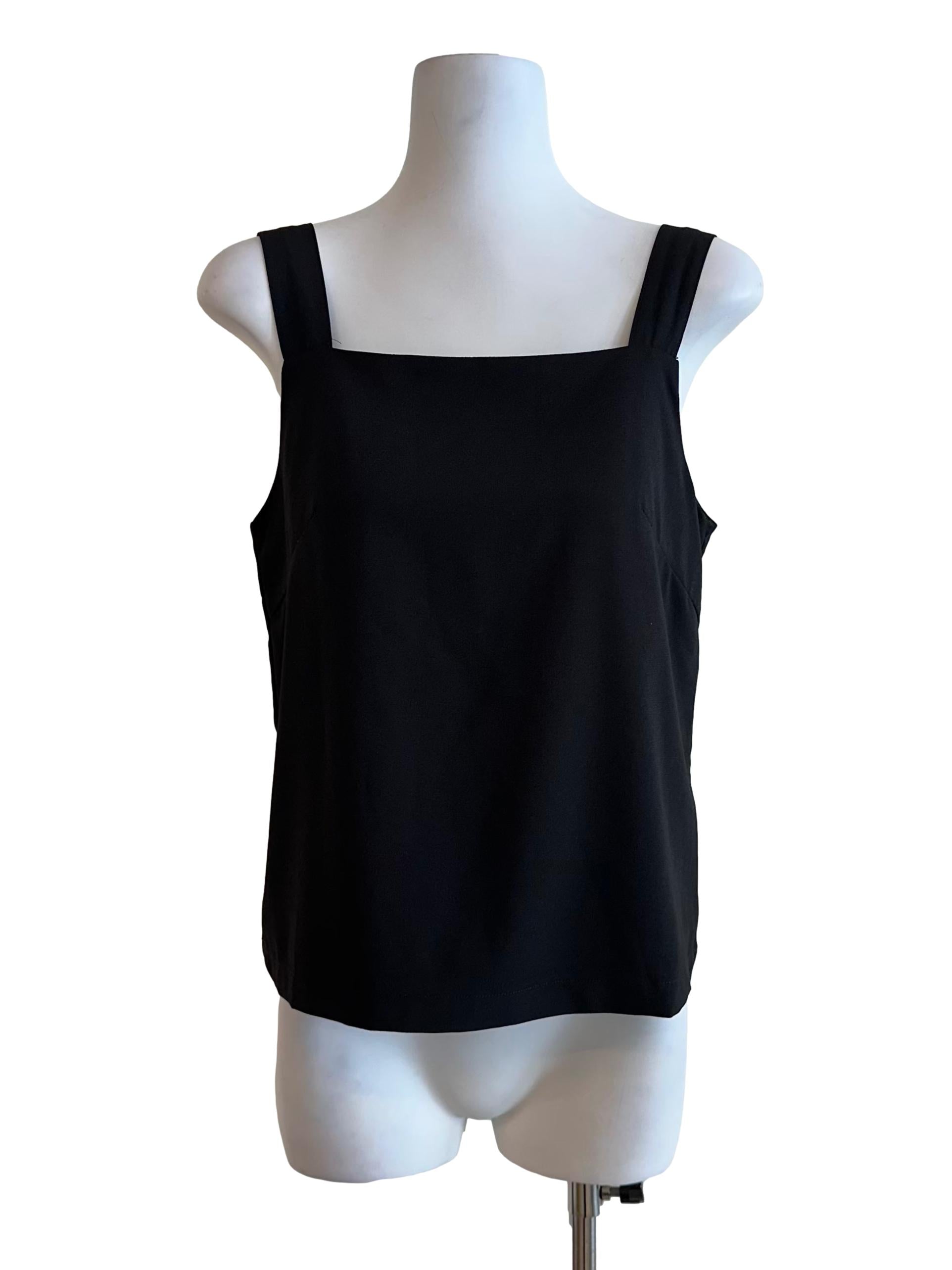 Oil Black Square Neck Sleeveless Top TTR