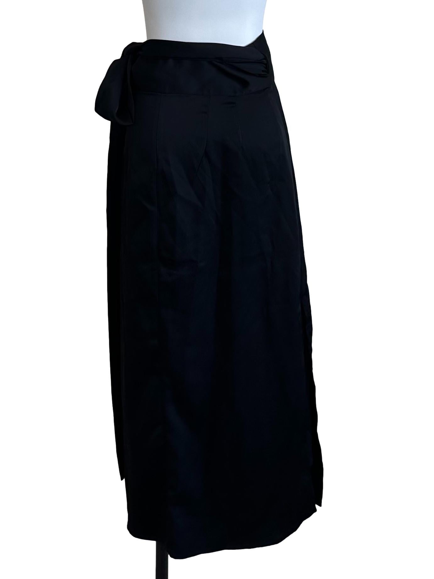 Raven Black Satin Wrap Skirt