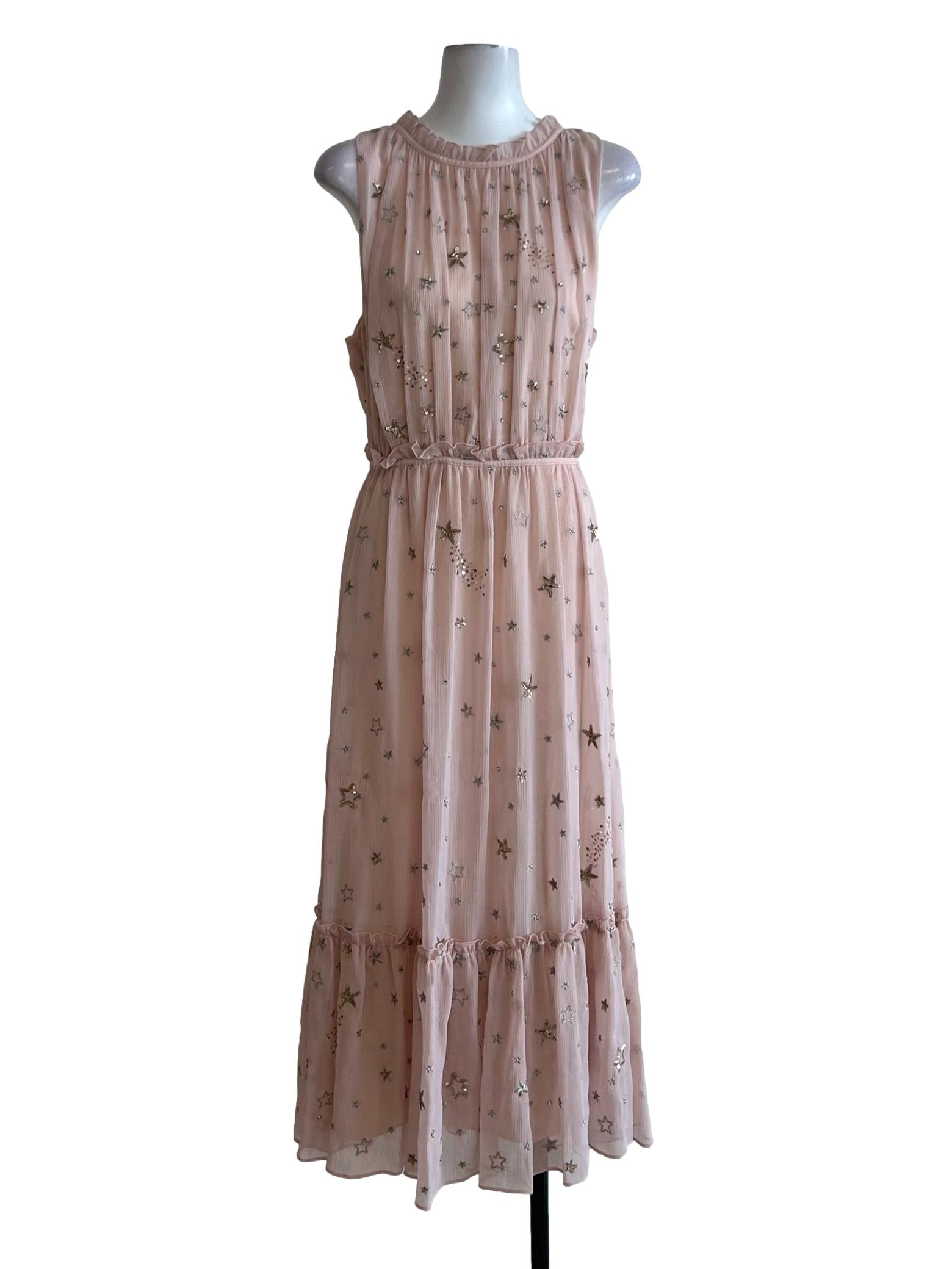 Blush Pink Stars Chiffon Dress