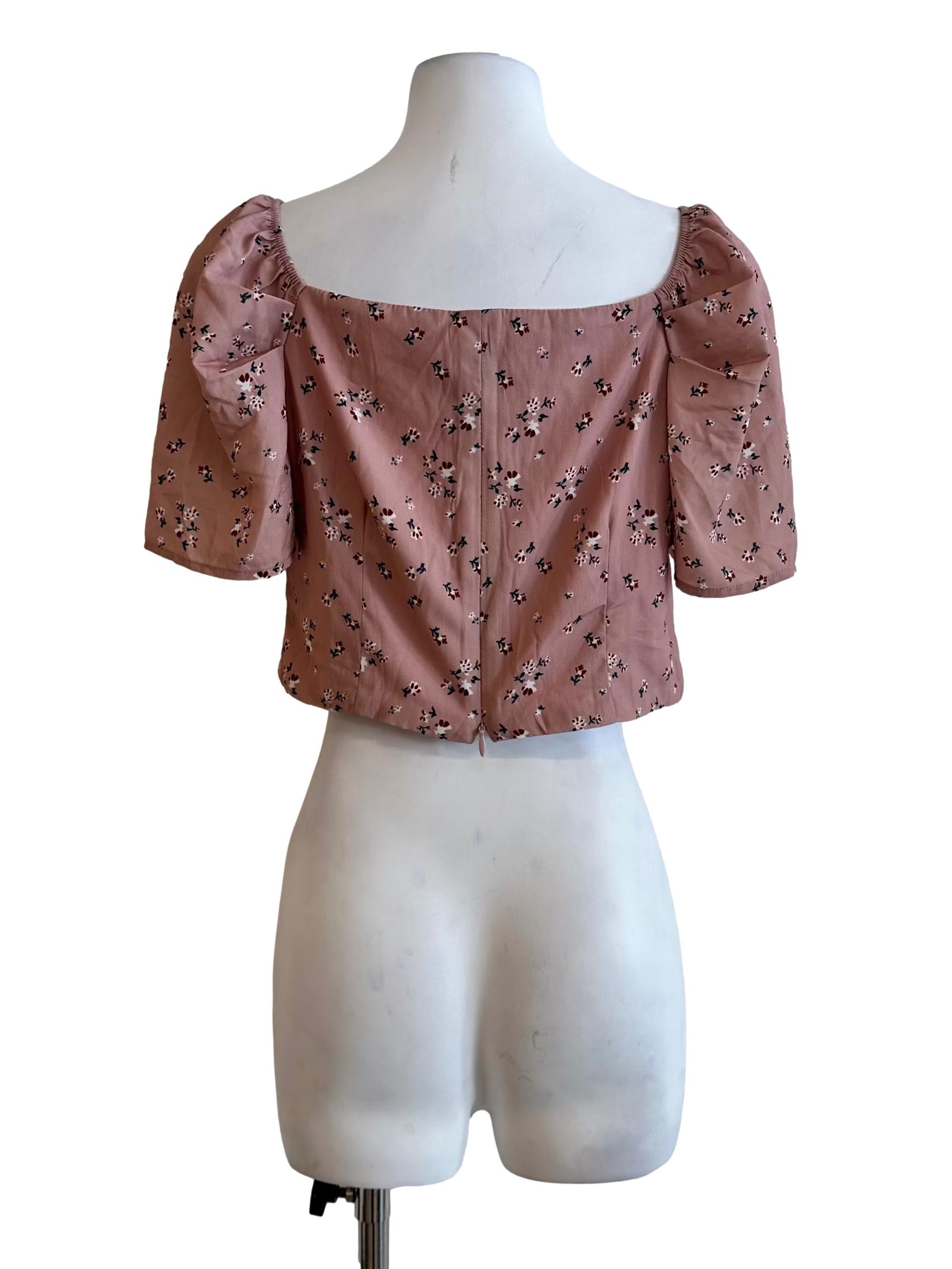 Blush Pink Floral Pattern Crop Top