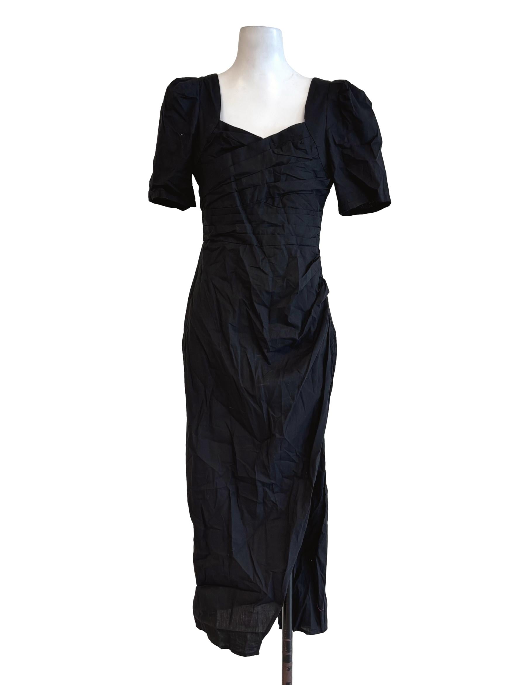 Jet Black Cotton Slip Dress