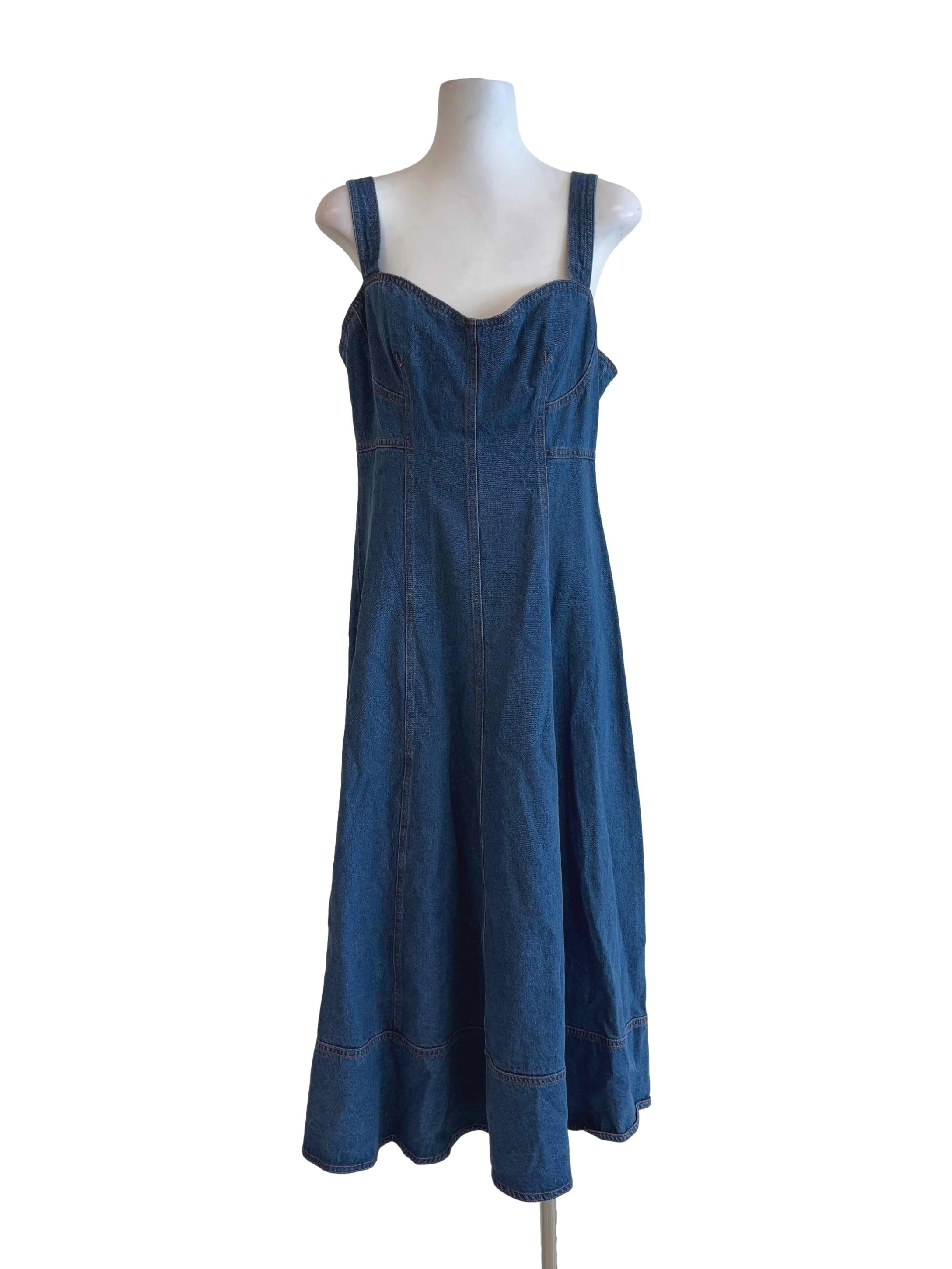 Blue Denim Sweetheart A-Line Dress