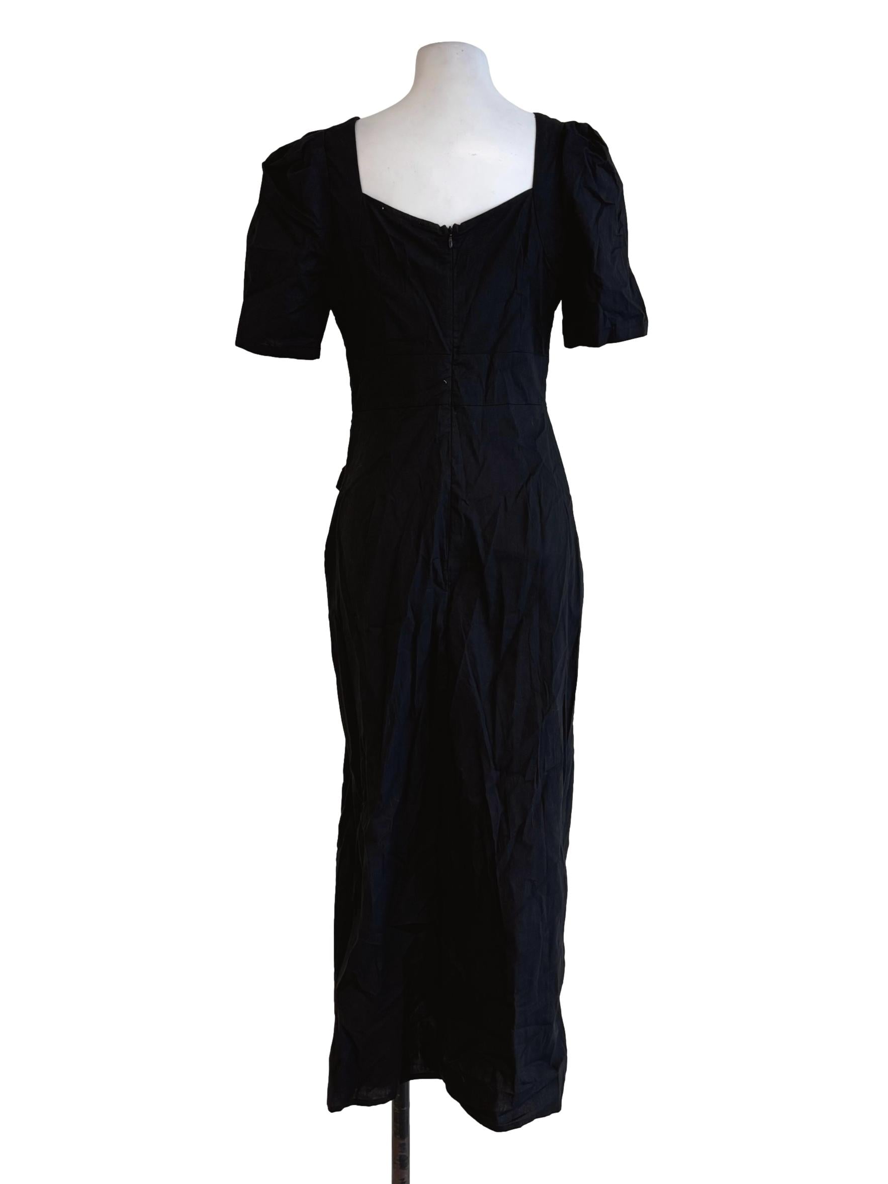 Jet Black Cotton Slip Dress