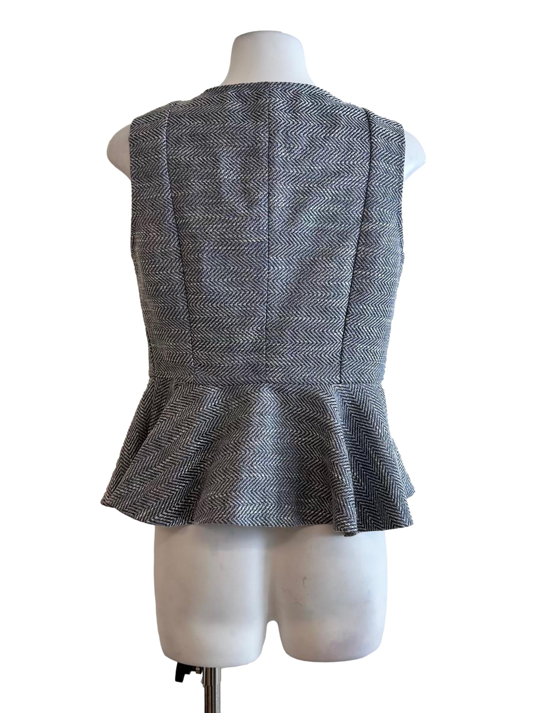 Grey Tweed Pattern Sleeveless Top