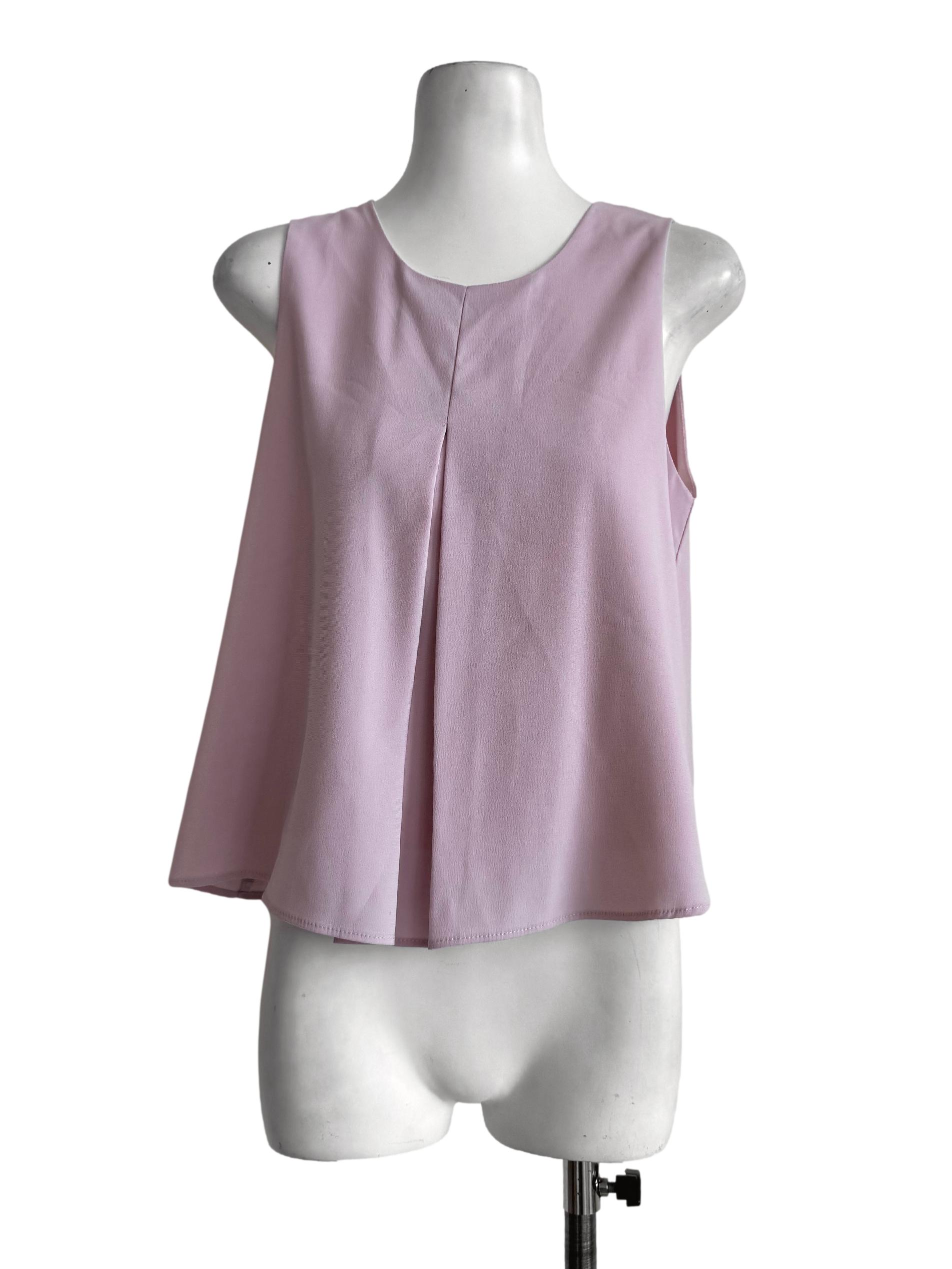Blush Rose Round Neck Sleeveless Blouse