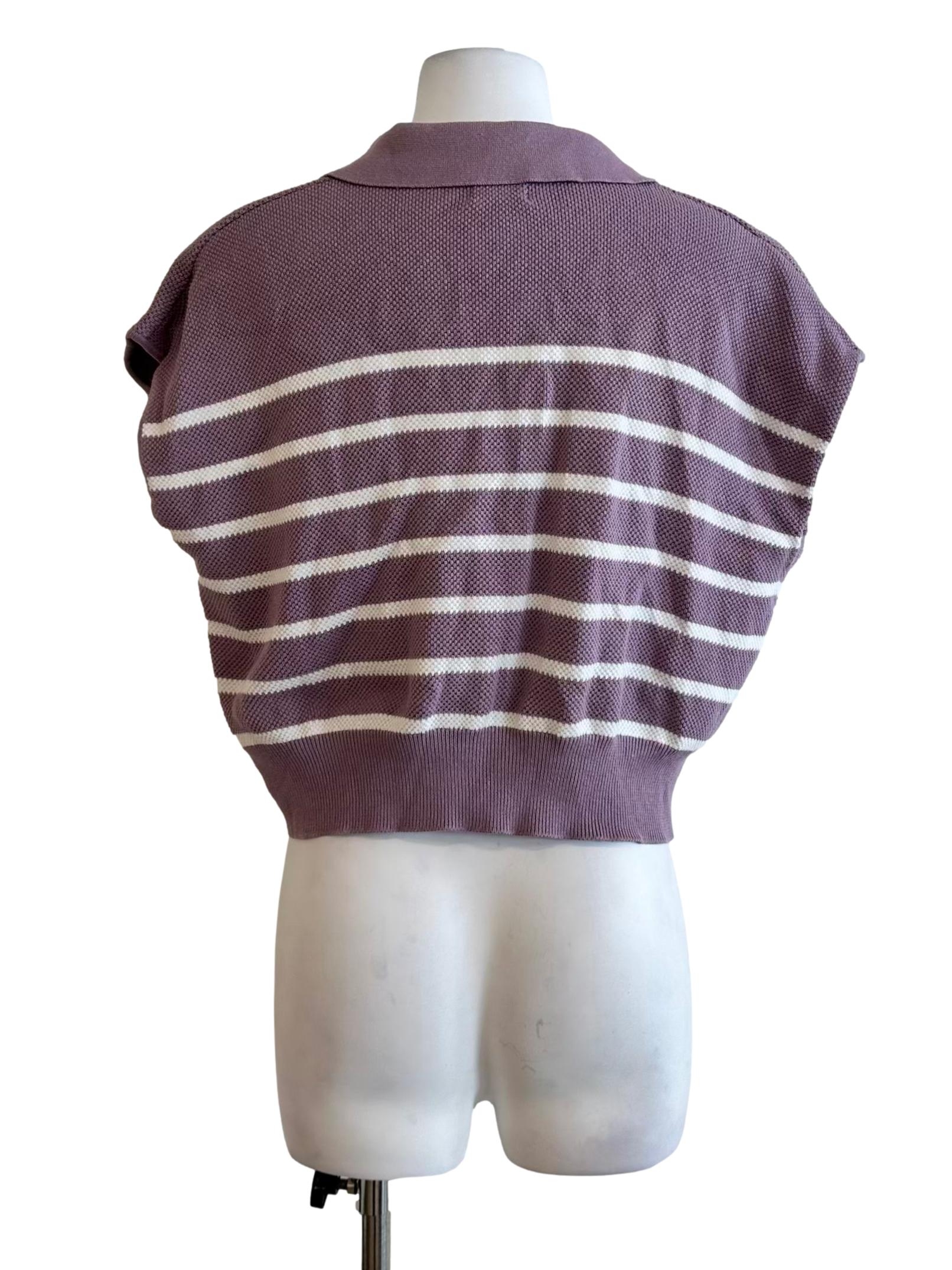 Mauve Purple Texture Collar Top TCL