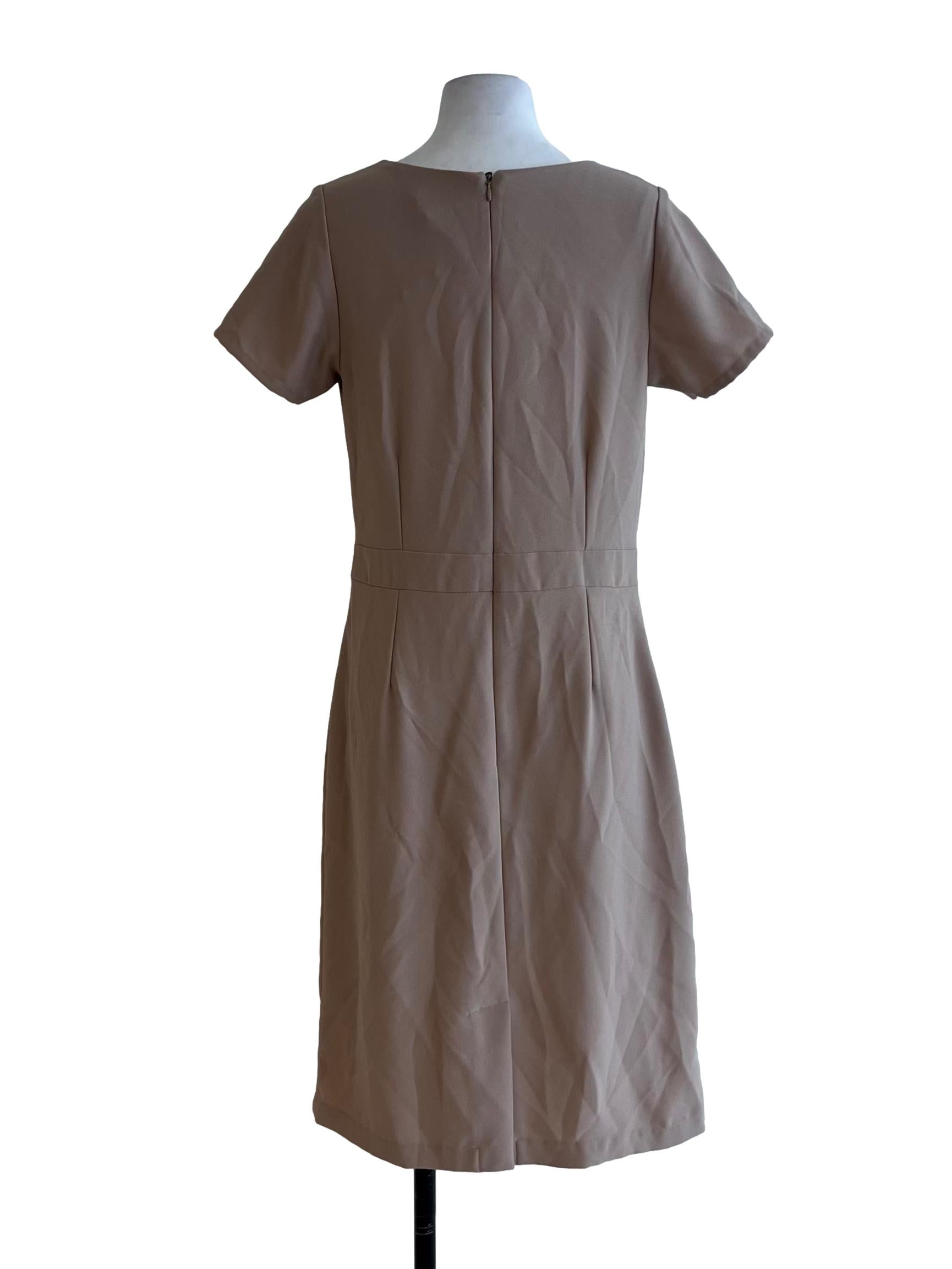 Beige Jewel Neckline Empire Dress