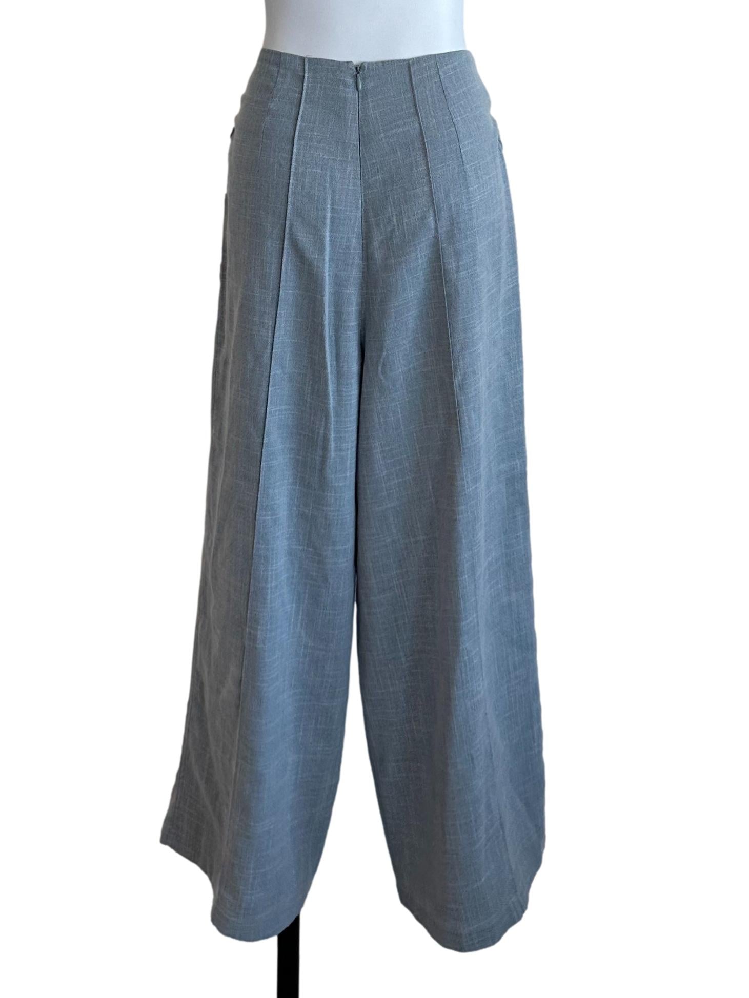 Ash Grey Textured Strap Long Pants
