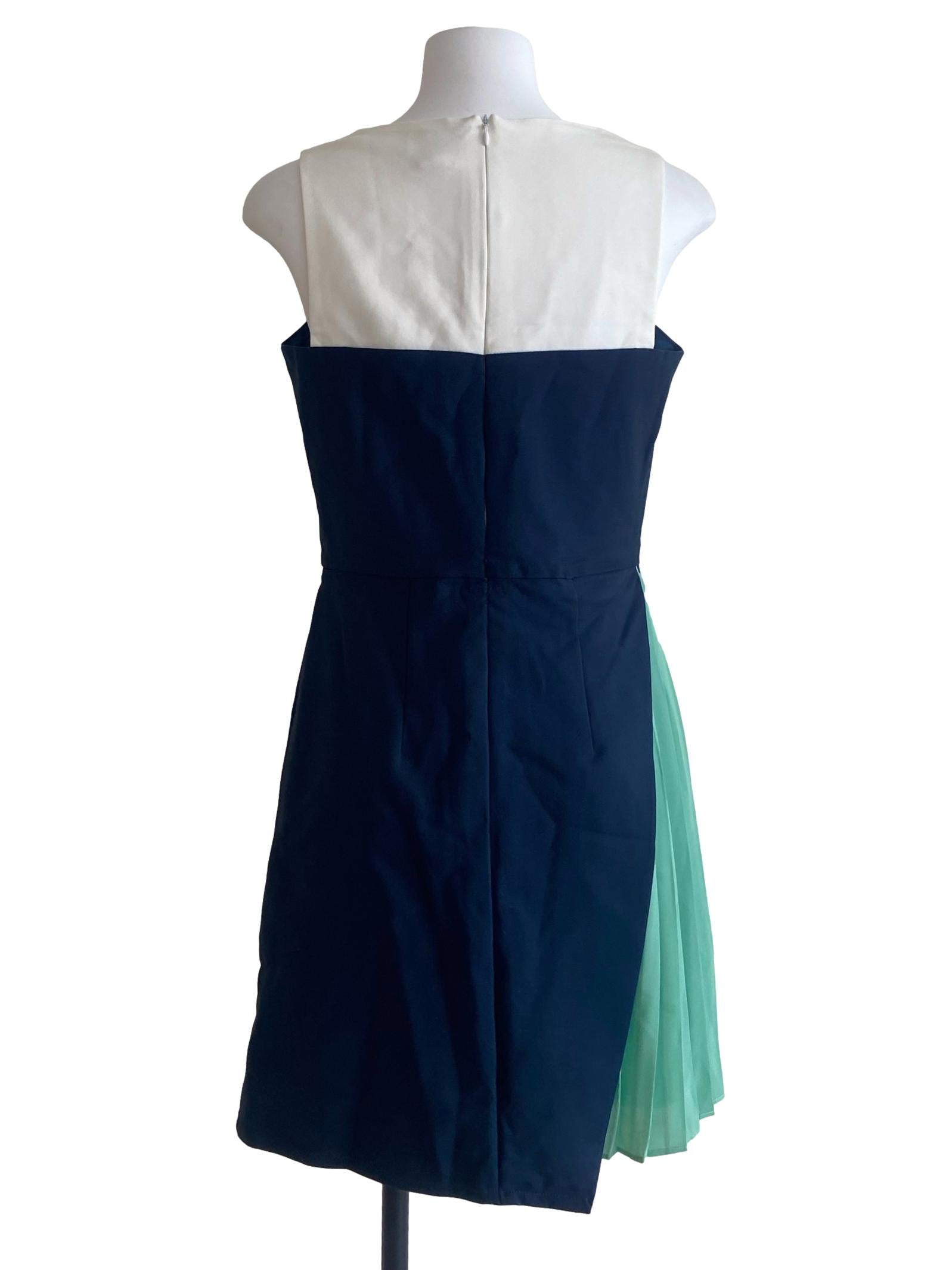 White & Aegean Blue Asymmetric Drress