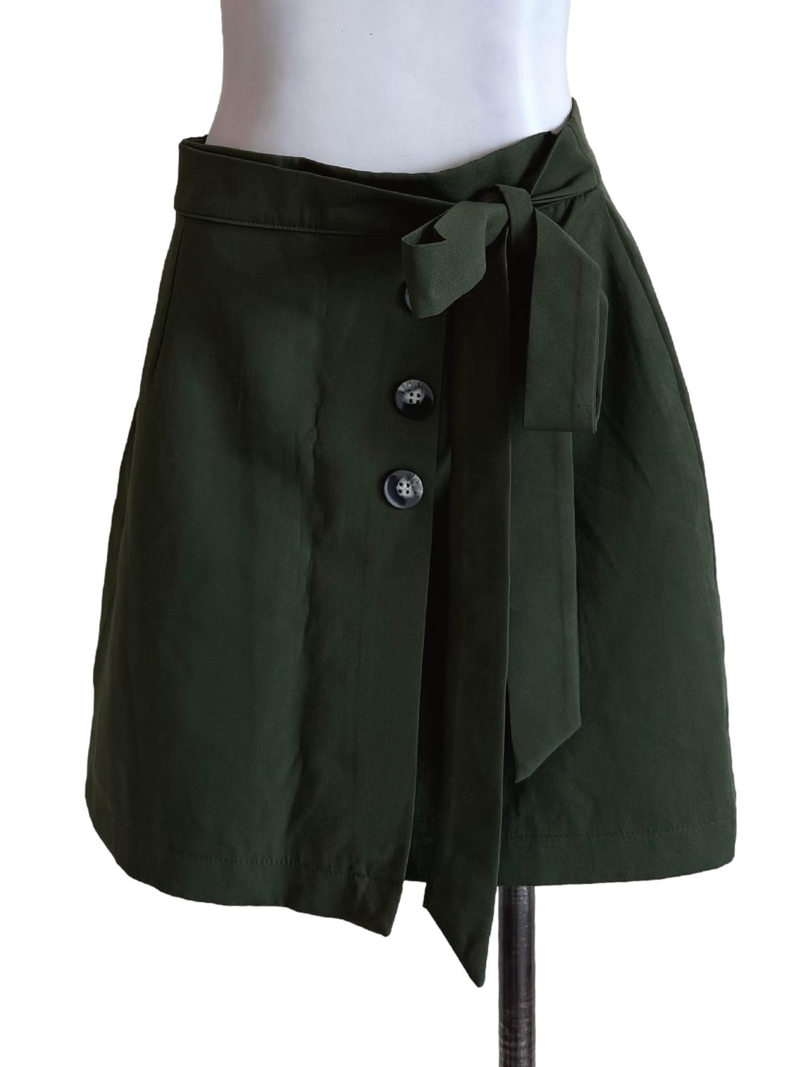 Leaf Green Front Button Skirt
