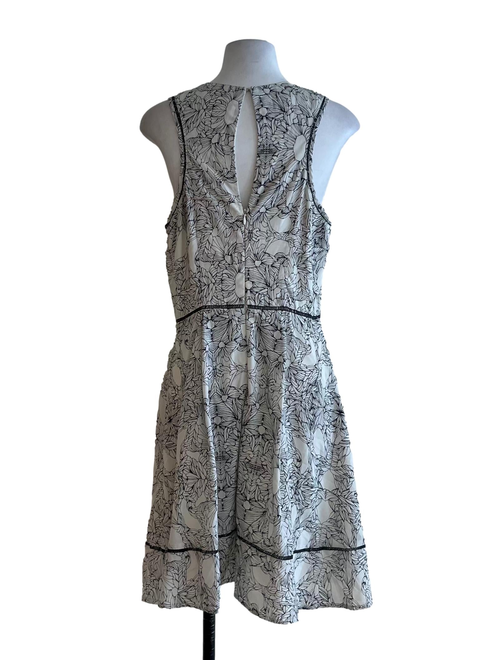 White Abstract A-Line Dress