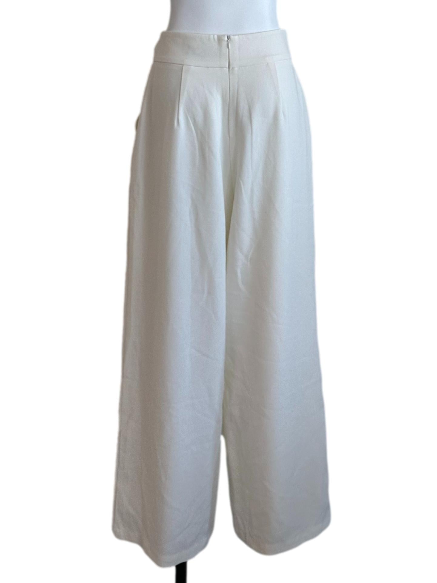 Pearl White Straight Long Pants
