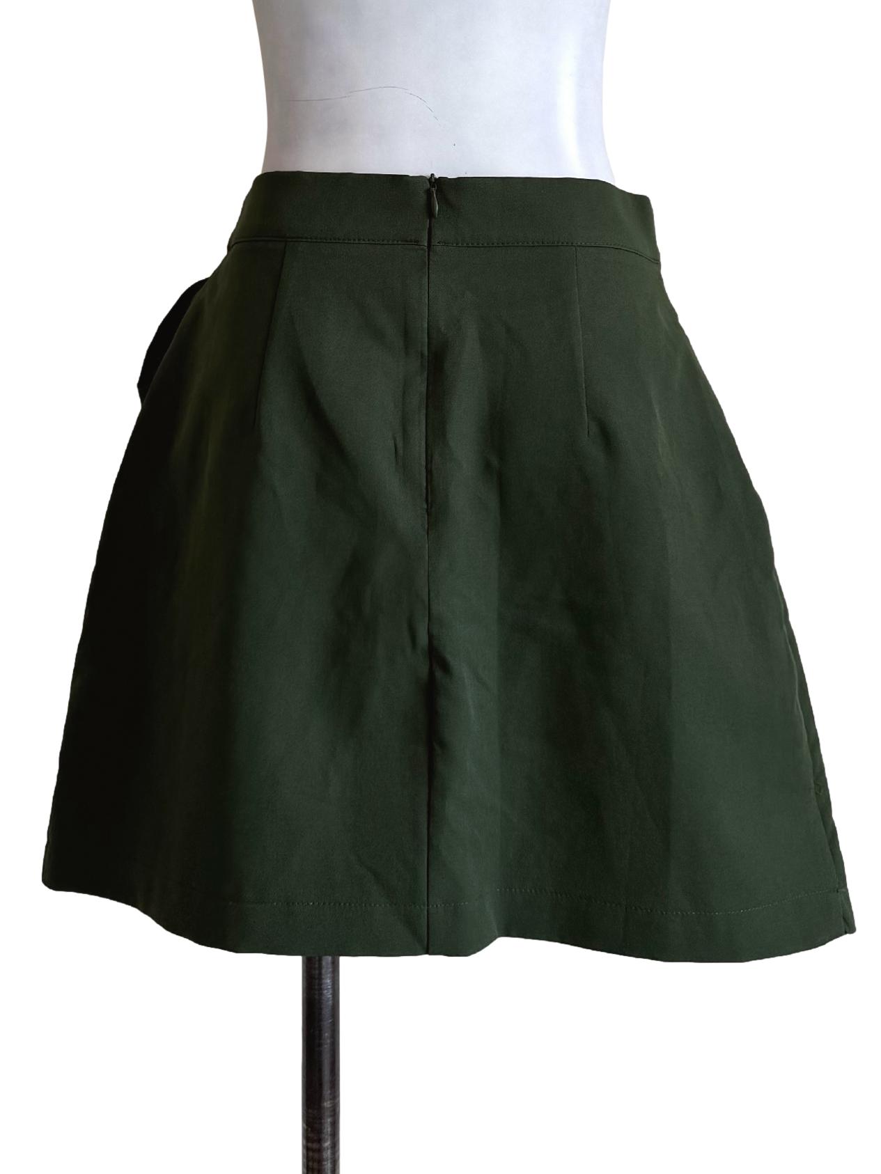 Leaf Green Front Button Skirt