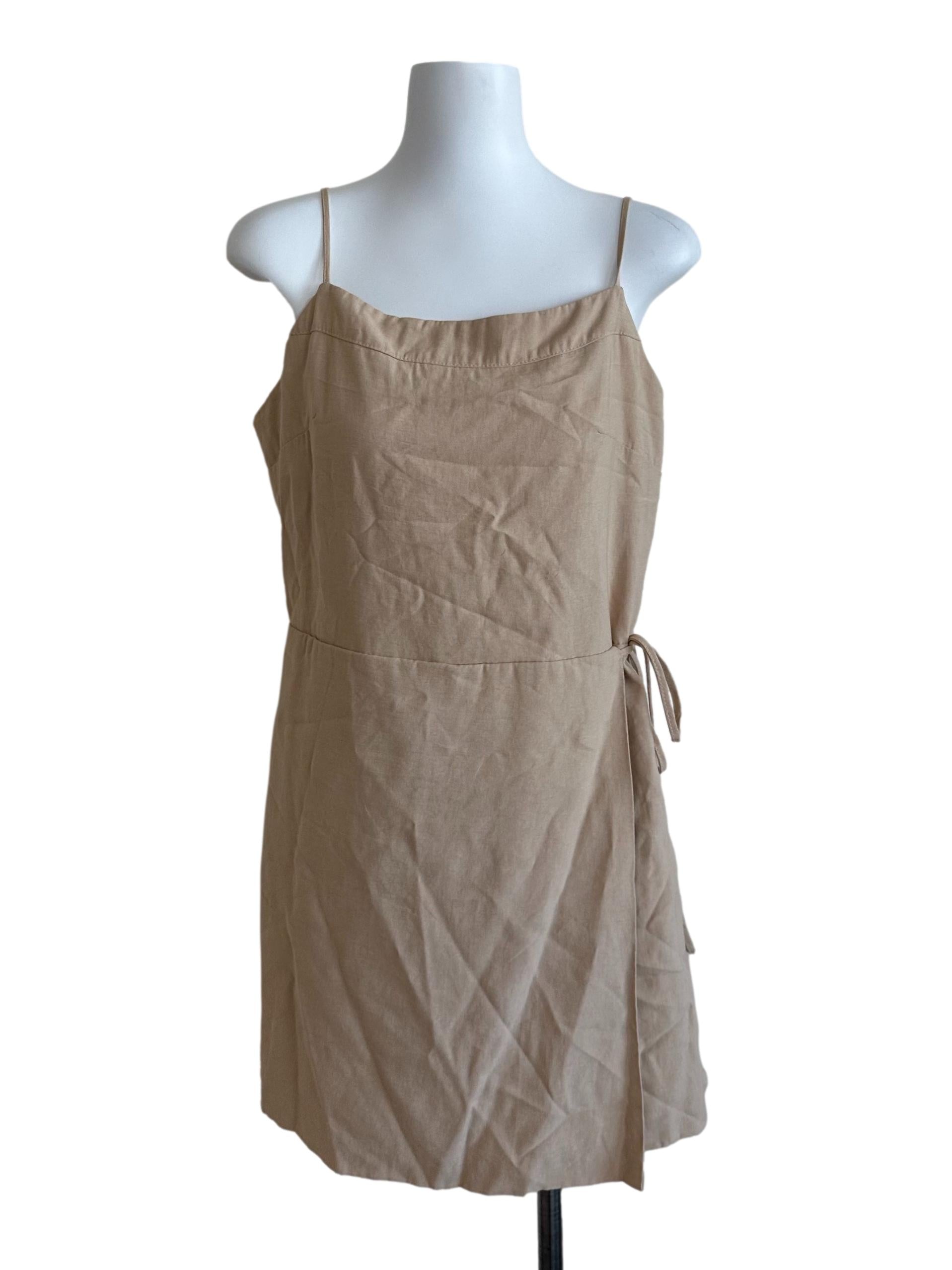 Khaki Brown Square Neck Wrap Romper