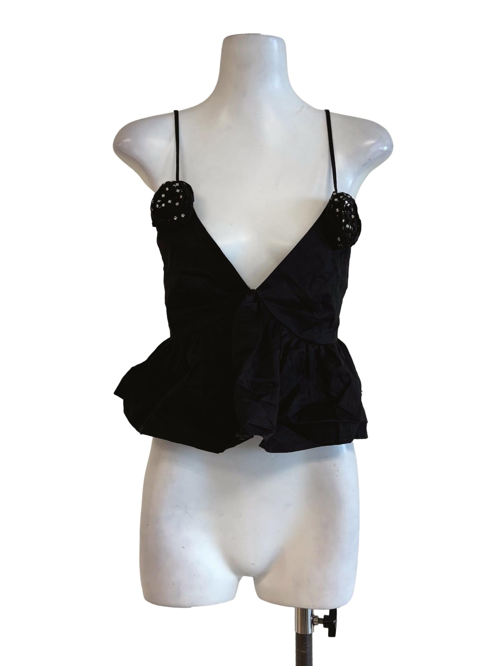 Black V-Neck Spaghetti Strap Top