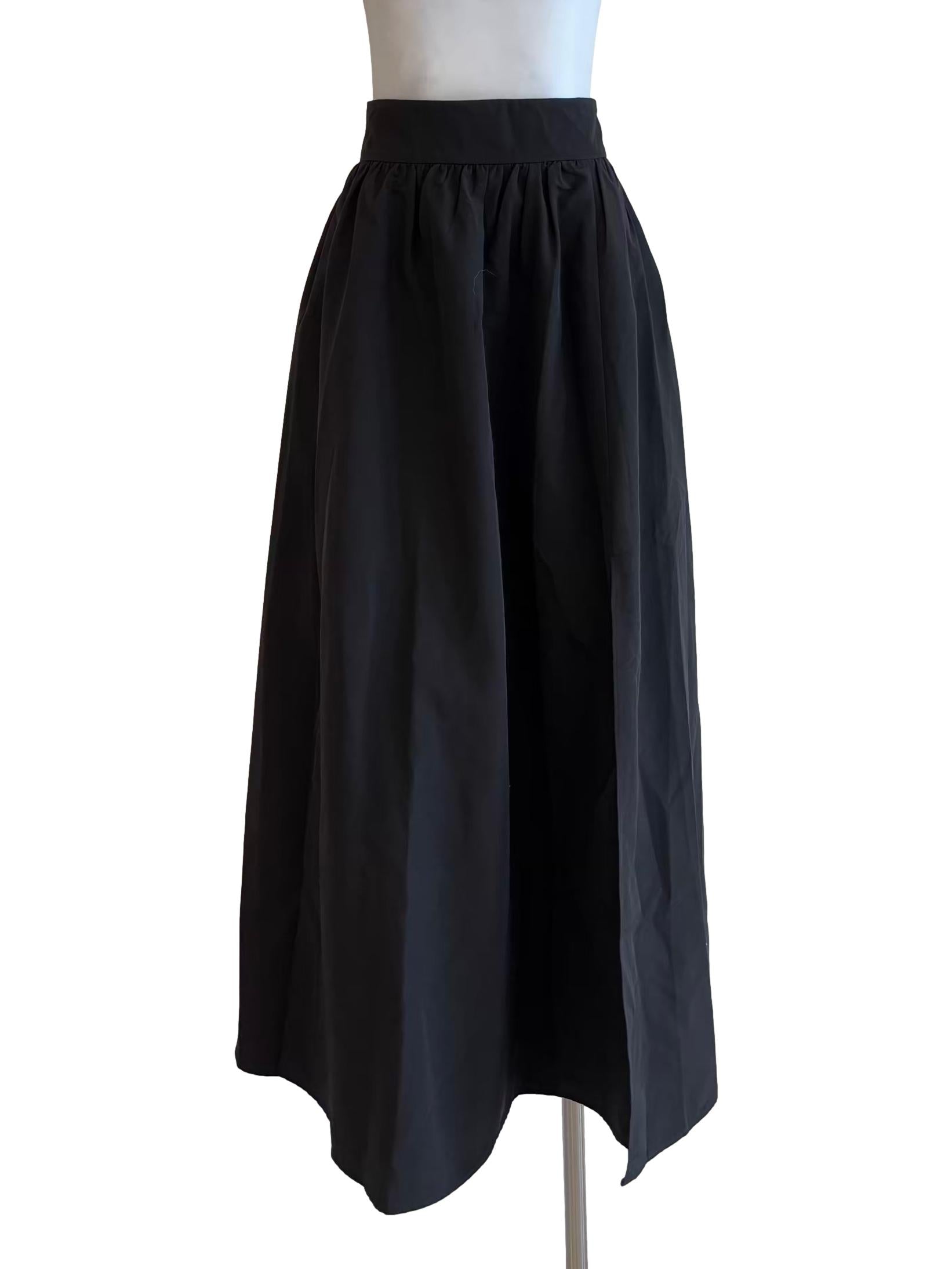 Jet Black Cotton Maxi Skirt