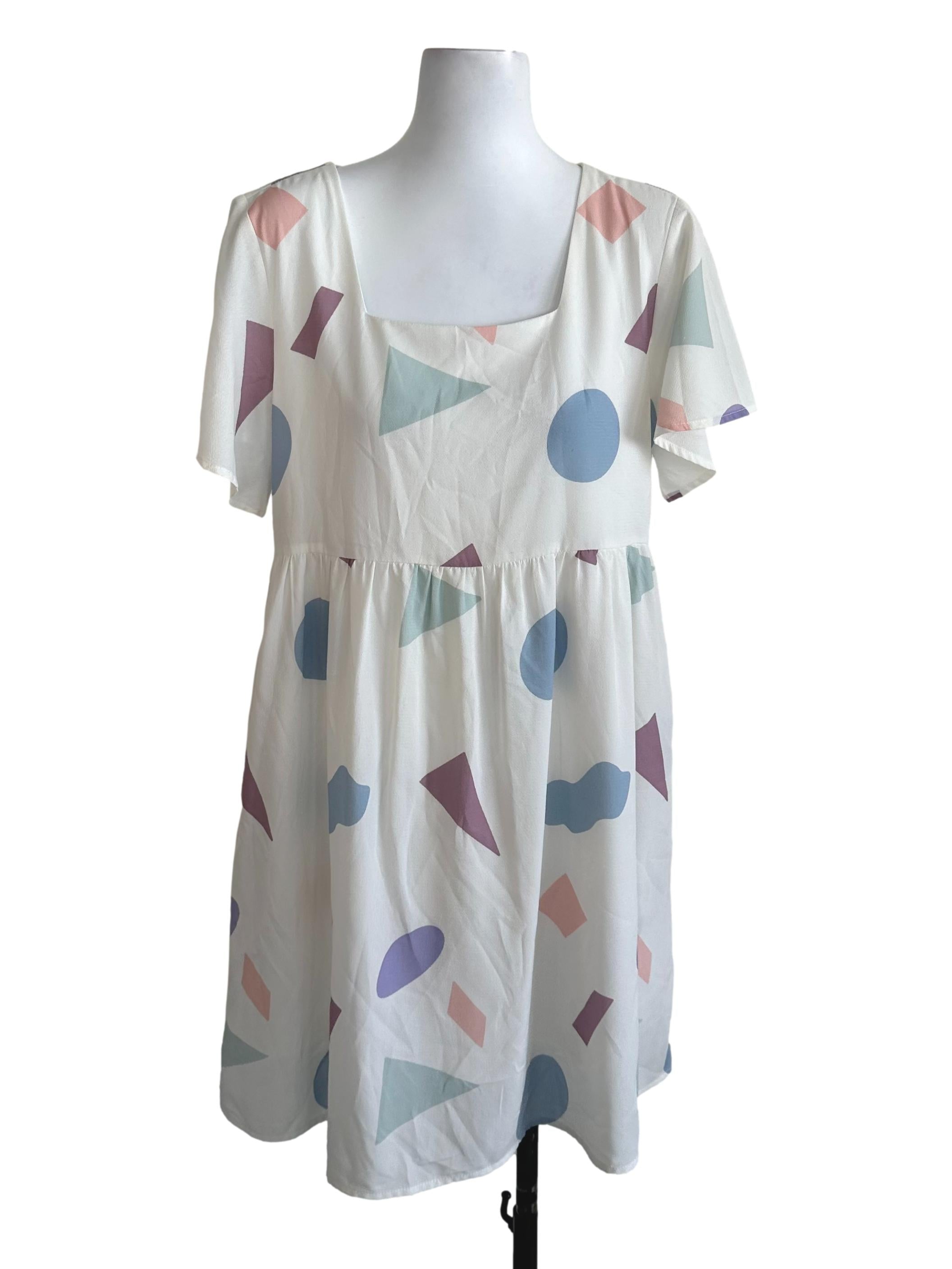 Ivory White Pattern Dress