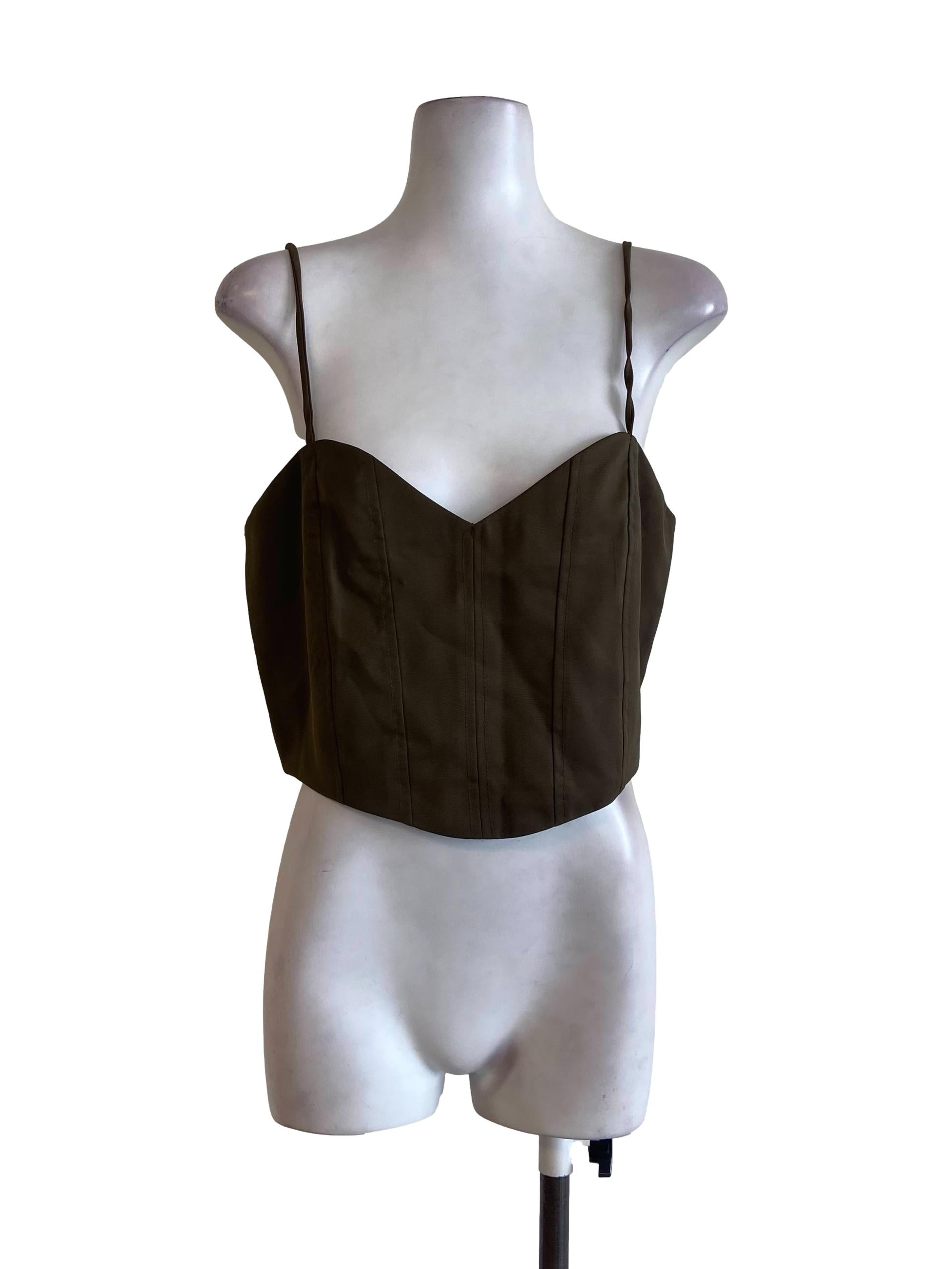 Hazelnut Beige Spaghetti Strap Crop Top