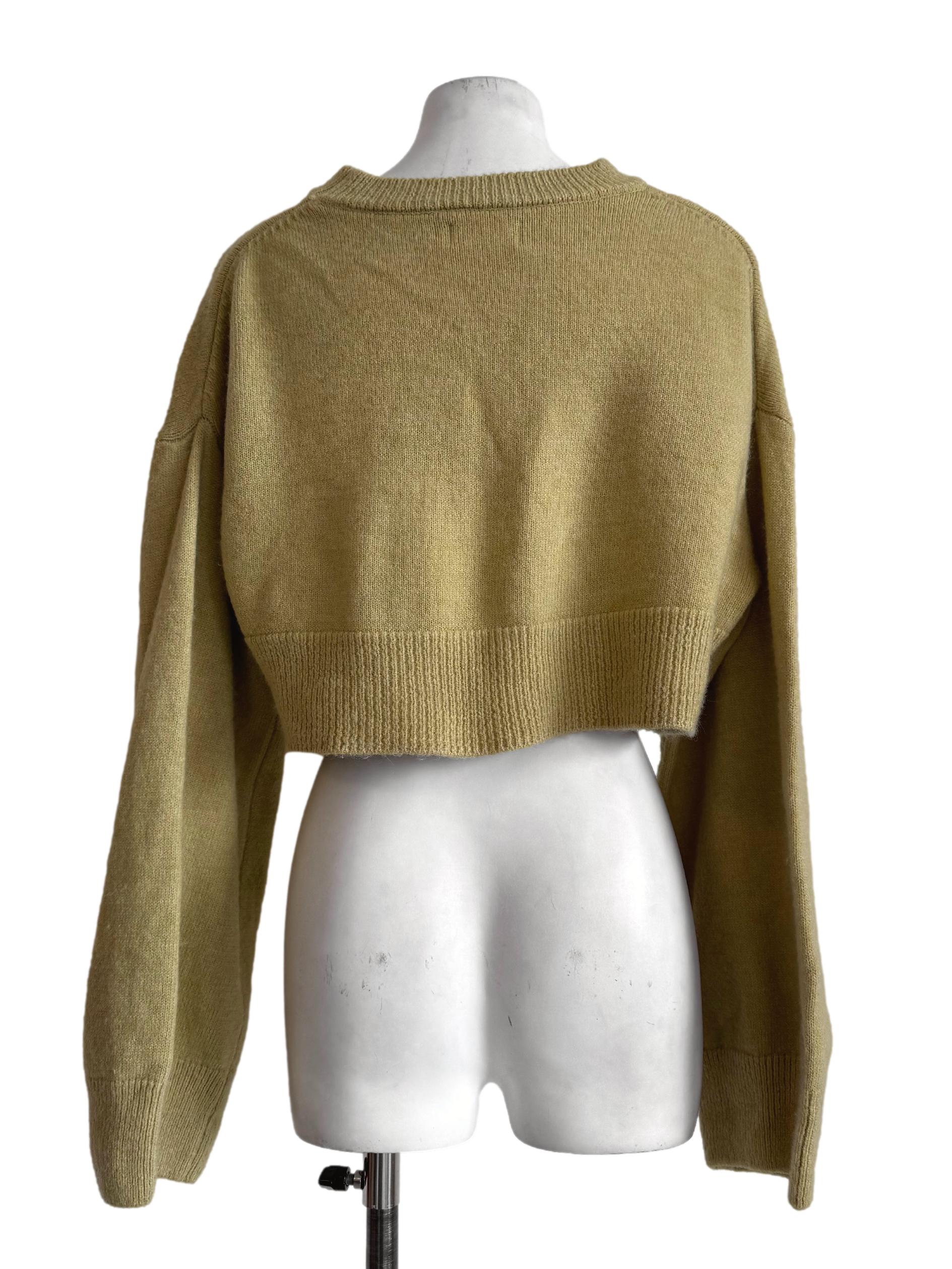 Ochre Yellow Knitted Long Sleeve Crop Top