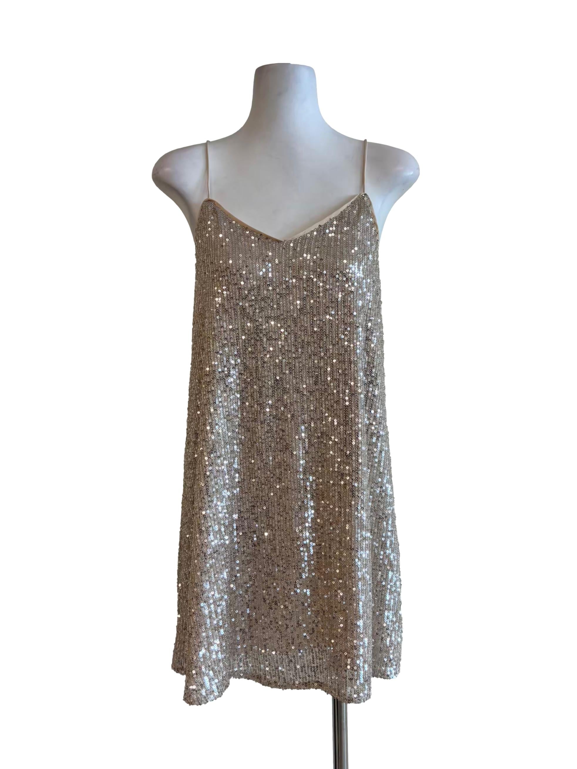 Cashmere Sequin Slip Dress